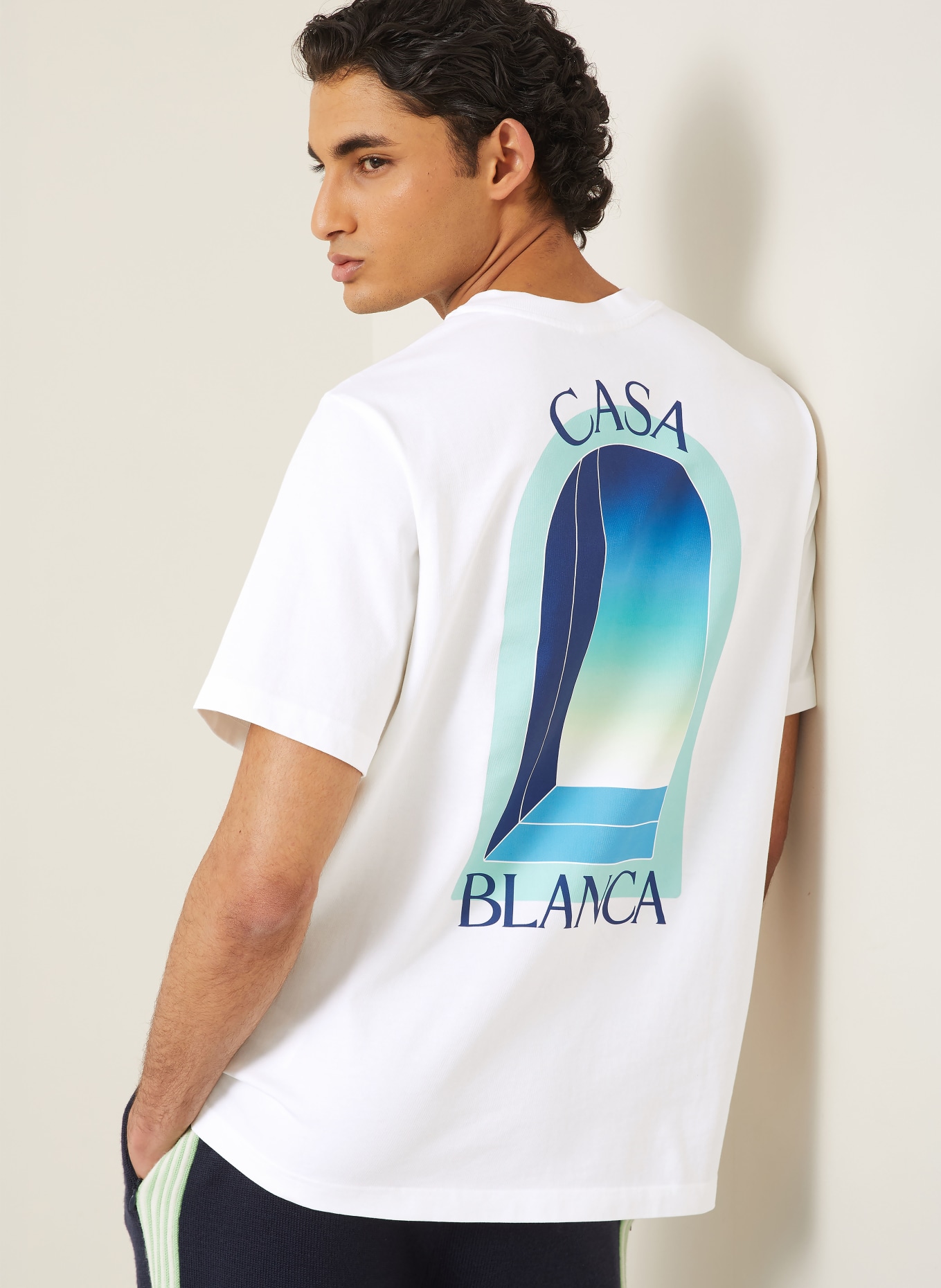 Casablanca T-shirt: WHITE / DARK BLUE / BLUE