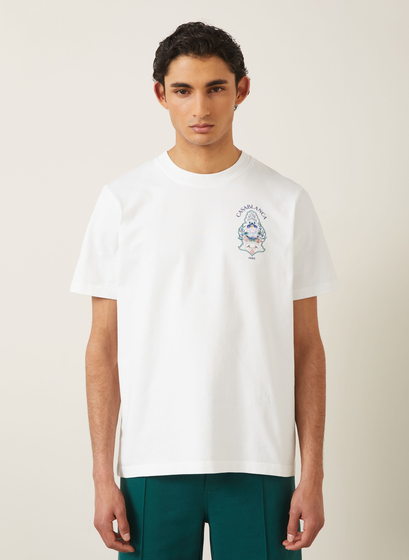 Casablanca T-shirt: WHITE / GREEN / DARK BLUE