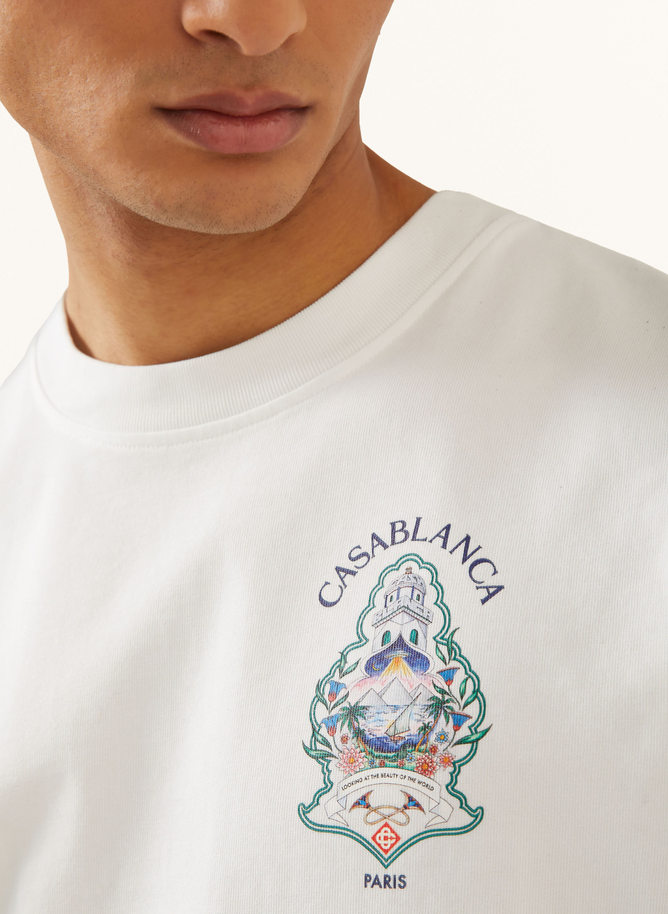 Casablanca T-shirt: WHITE / GREEN / DARK BLUE