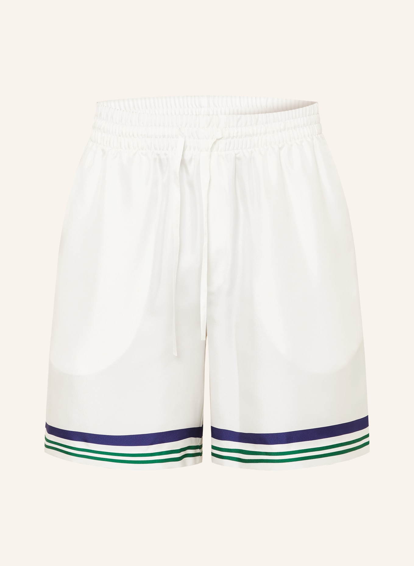 Casablanca Zijden shorts: WIT / GROEN / DONKERBLAUW