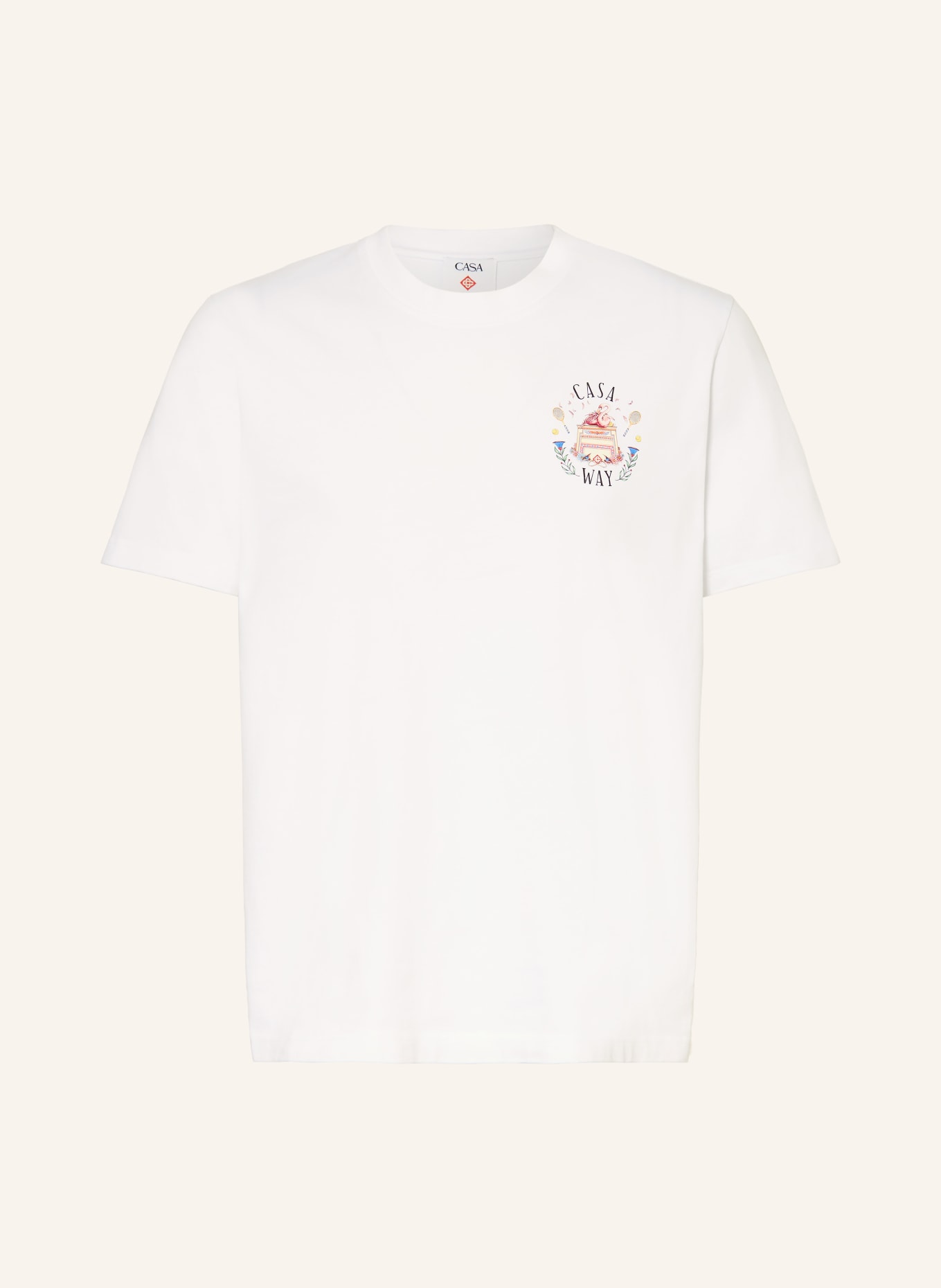 Casablanca T-shirt: WIT / GEEL / GROEN