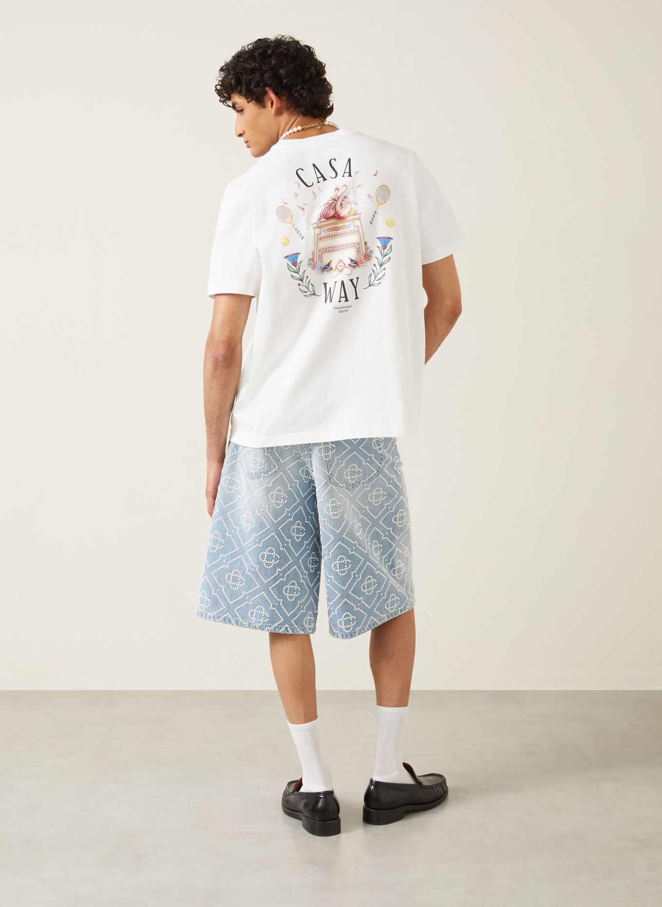 Casablanca T-shirt: WIT / GEEL / GROEN