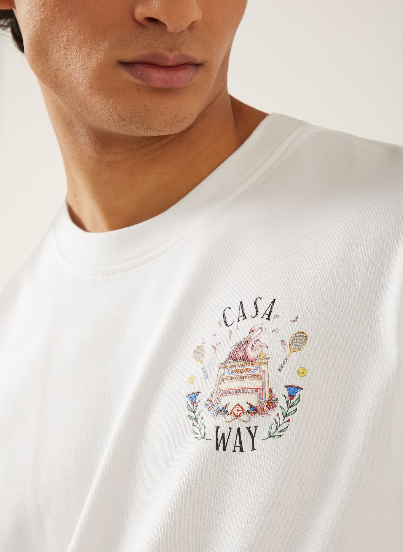 Casablanca T-shirt: WIT / GEEL / GROEN