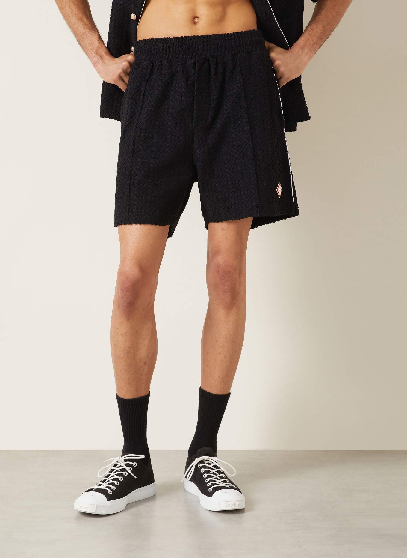 Casablanca Badstofshort: ZWART / WIT