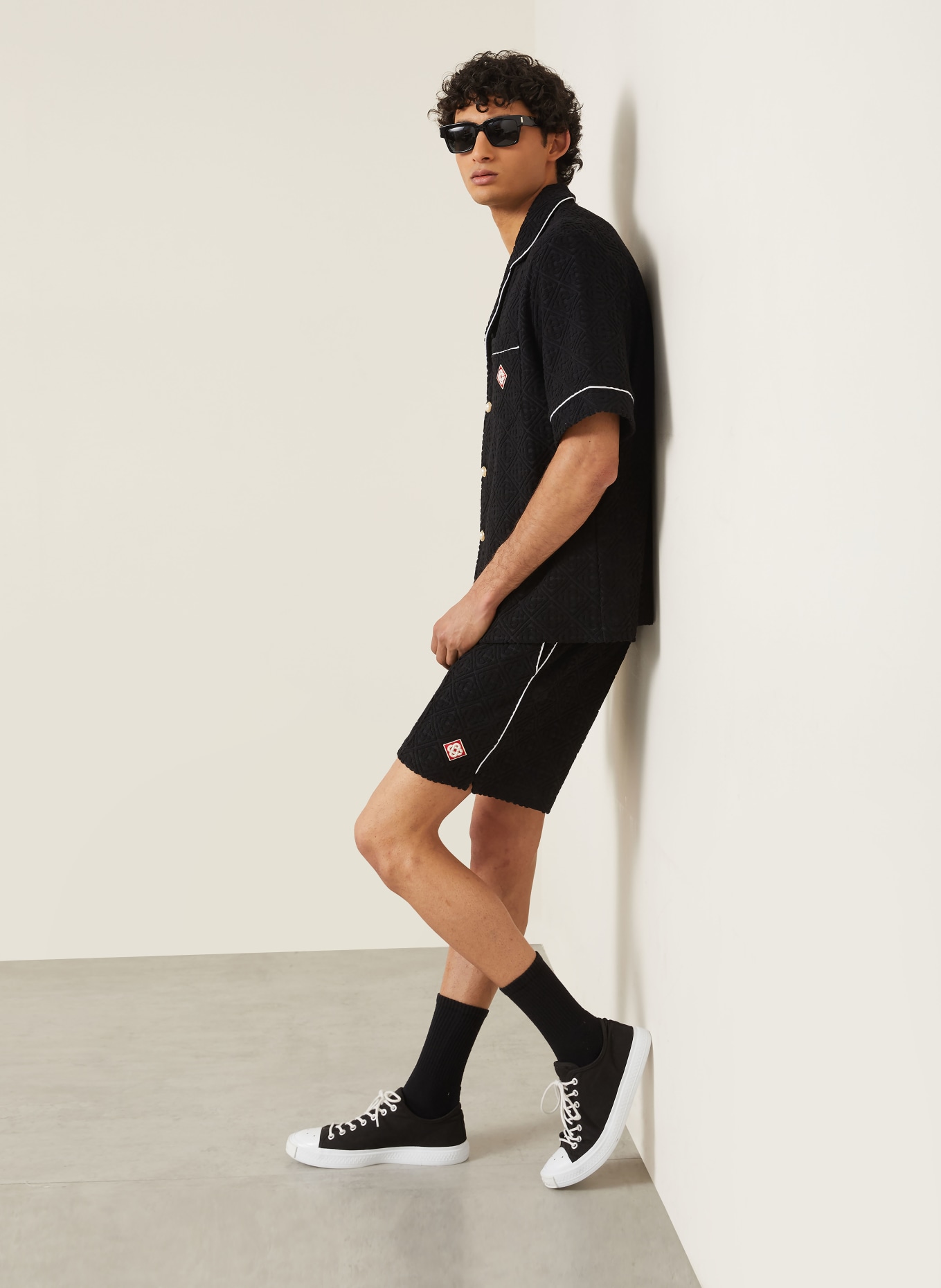 Casablanca Badstofshort: ZWART / WIT
