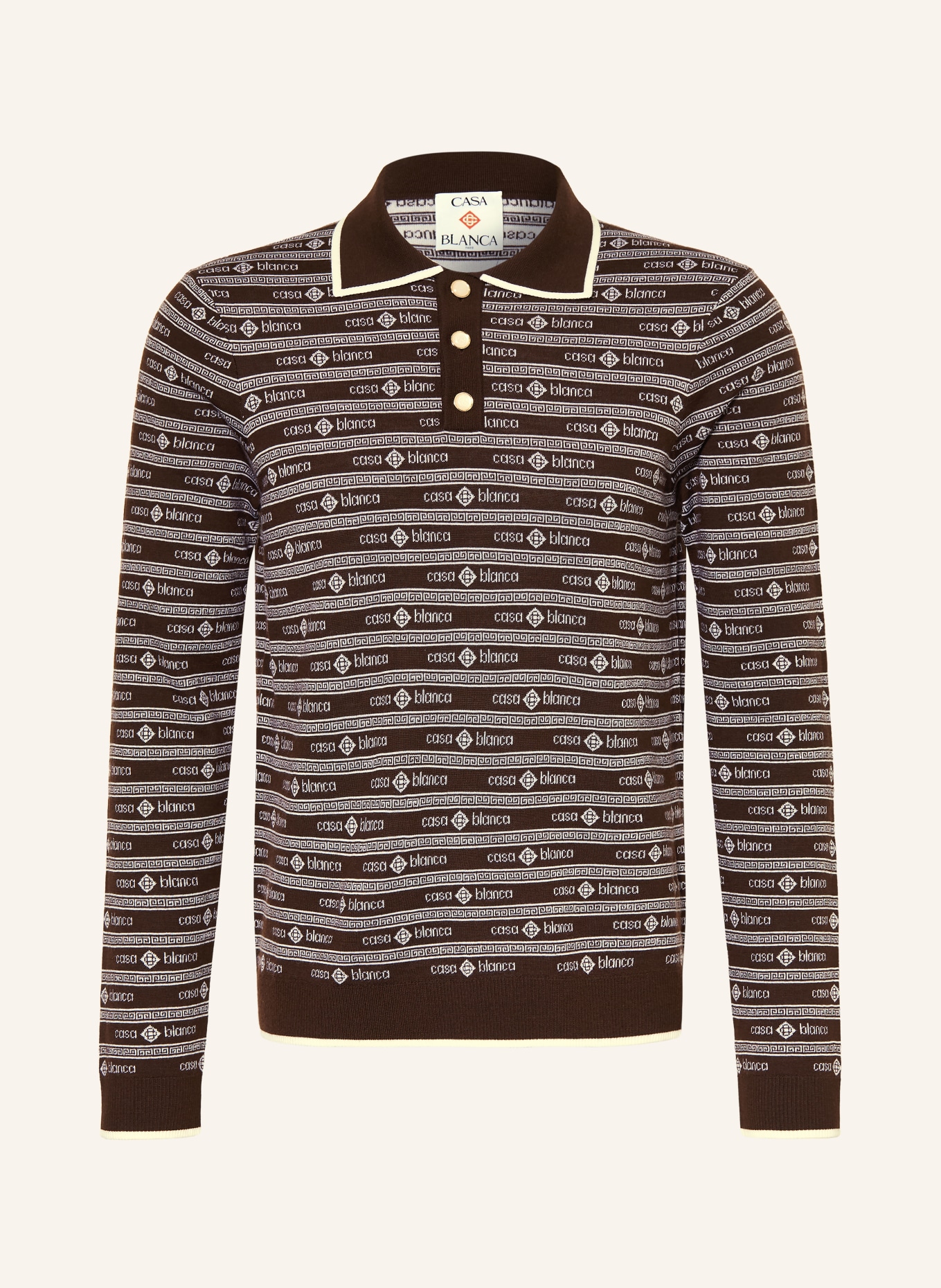 Casablanca Strick-Poloshirt: DUNKELBRAUN / CREME