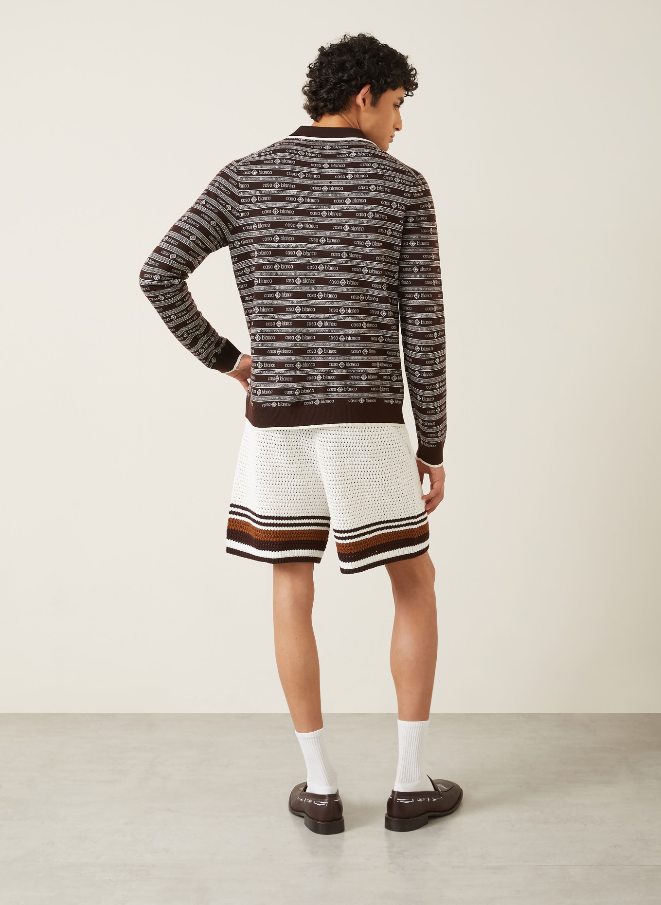 Casablanca Strick-Poloshirt: DUNKELBRAUN / CREME