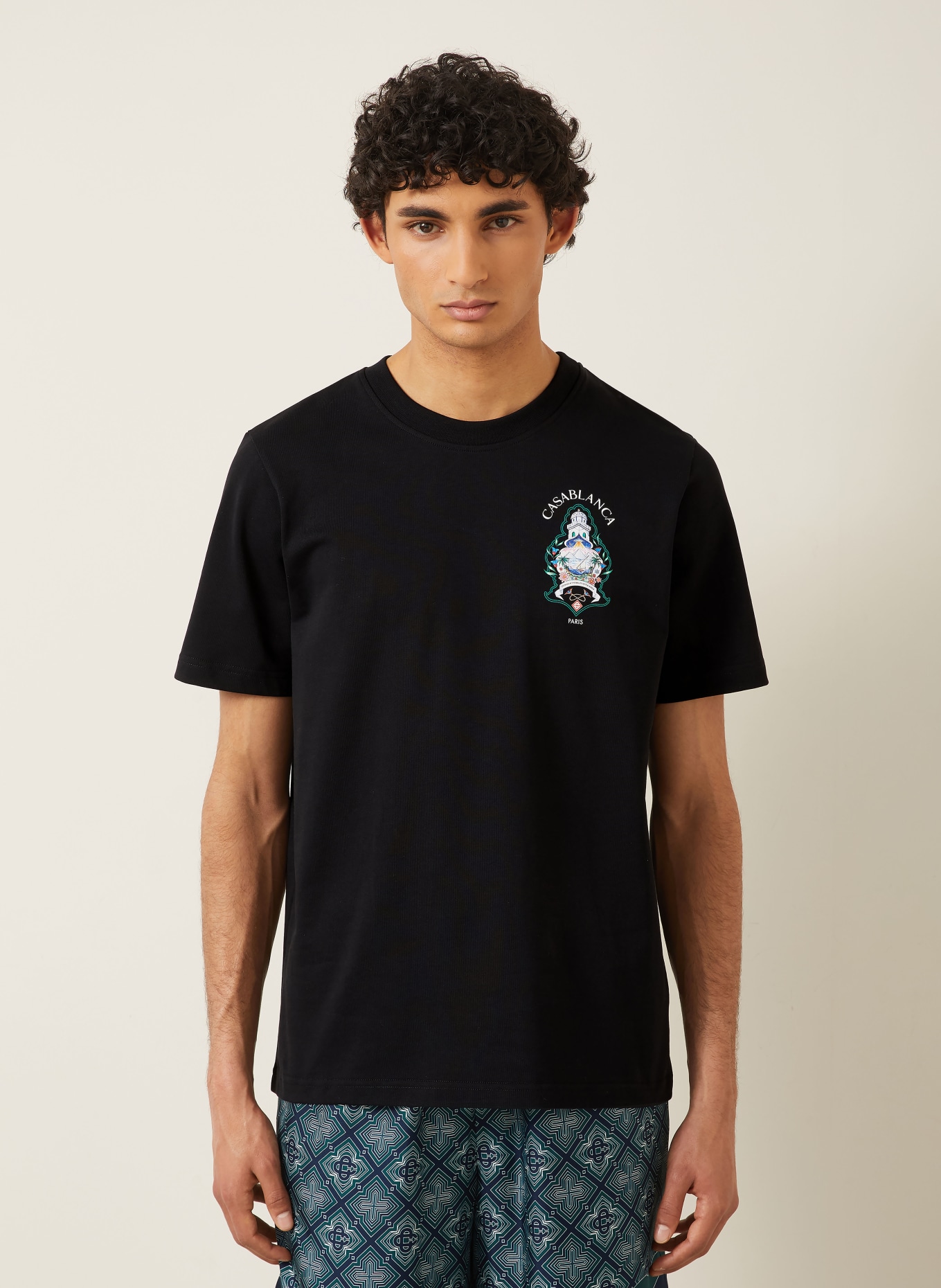 Casablanca T-shirt: ZWART / GROEN / BLAUW