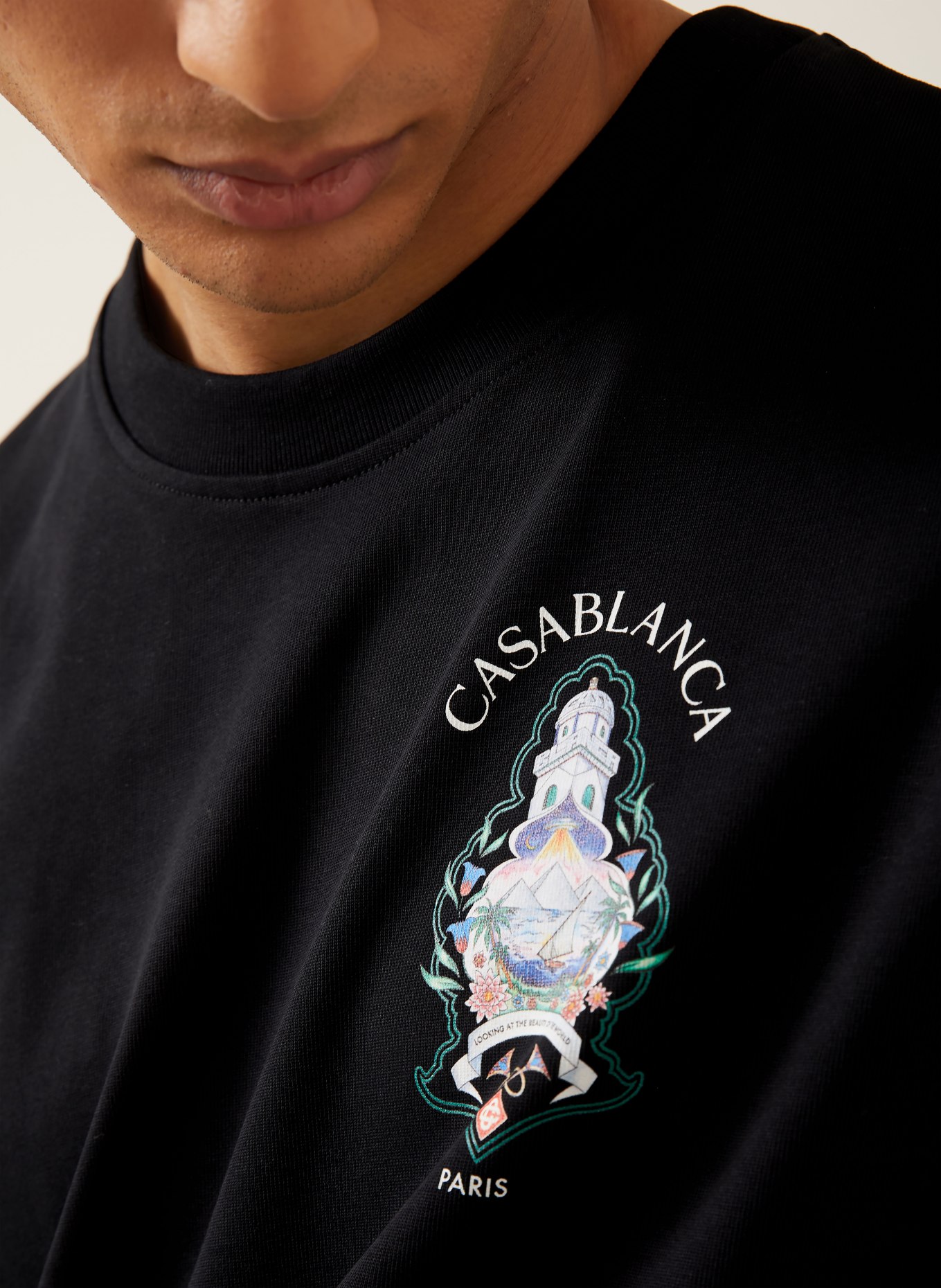 Casablanca T-shirt: ZWART / GROEN / BLAUW
