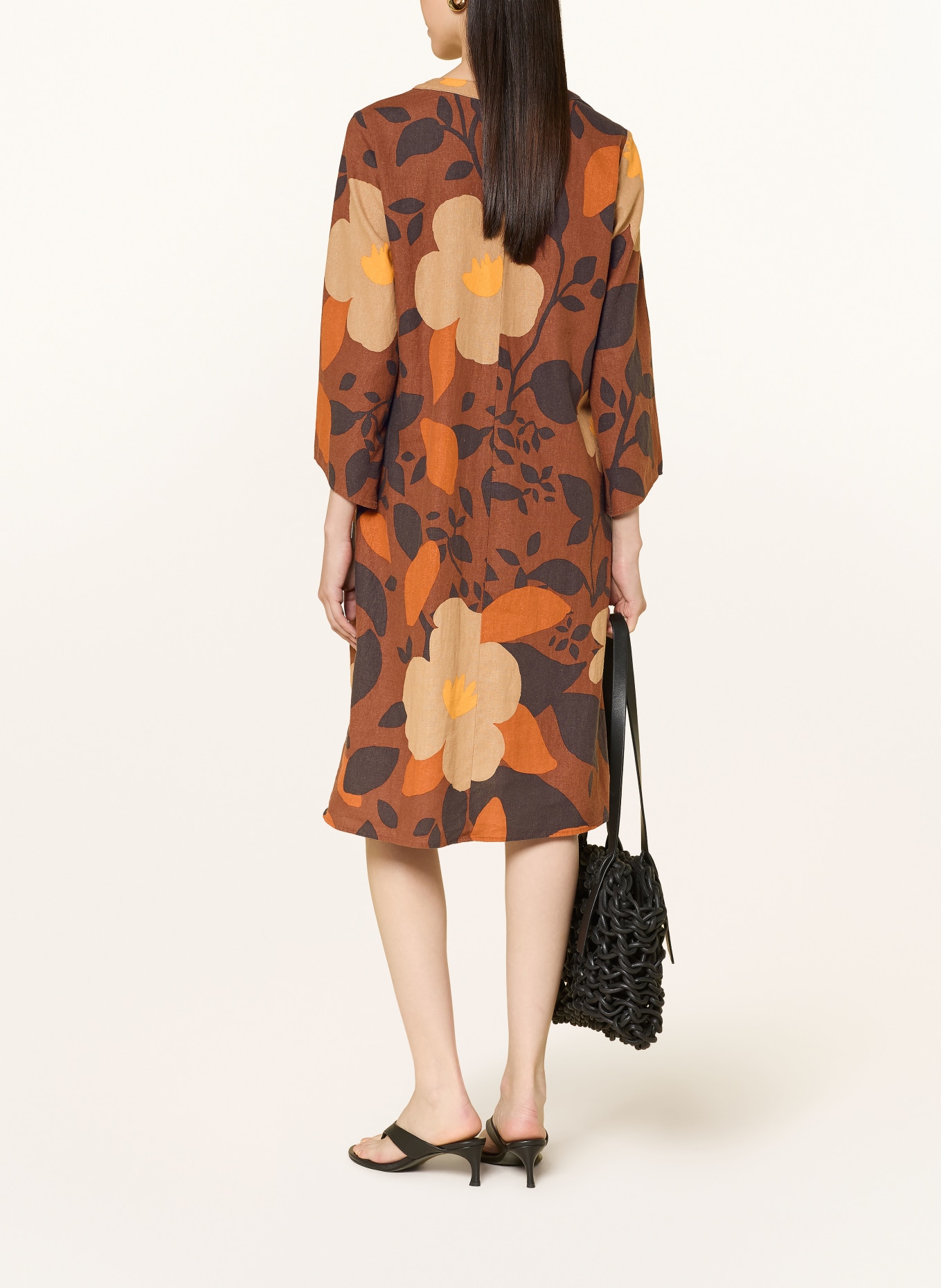 CARTOON Kleid mit 3/4-Arm: BRAUN / BEIGE / SCHWARZ