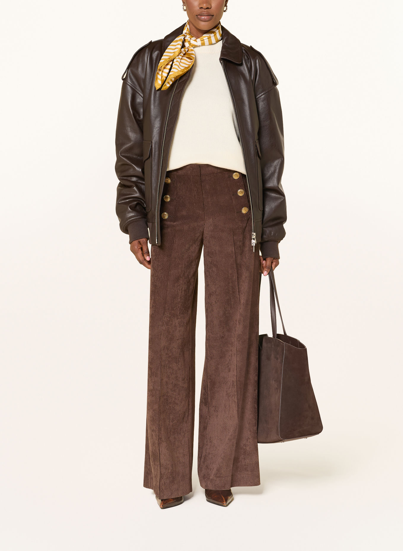 SEDUCTIVE BRIDGET wide-leg trousers: BROWN / GOLD