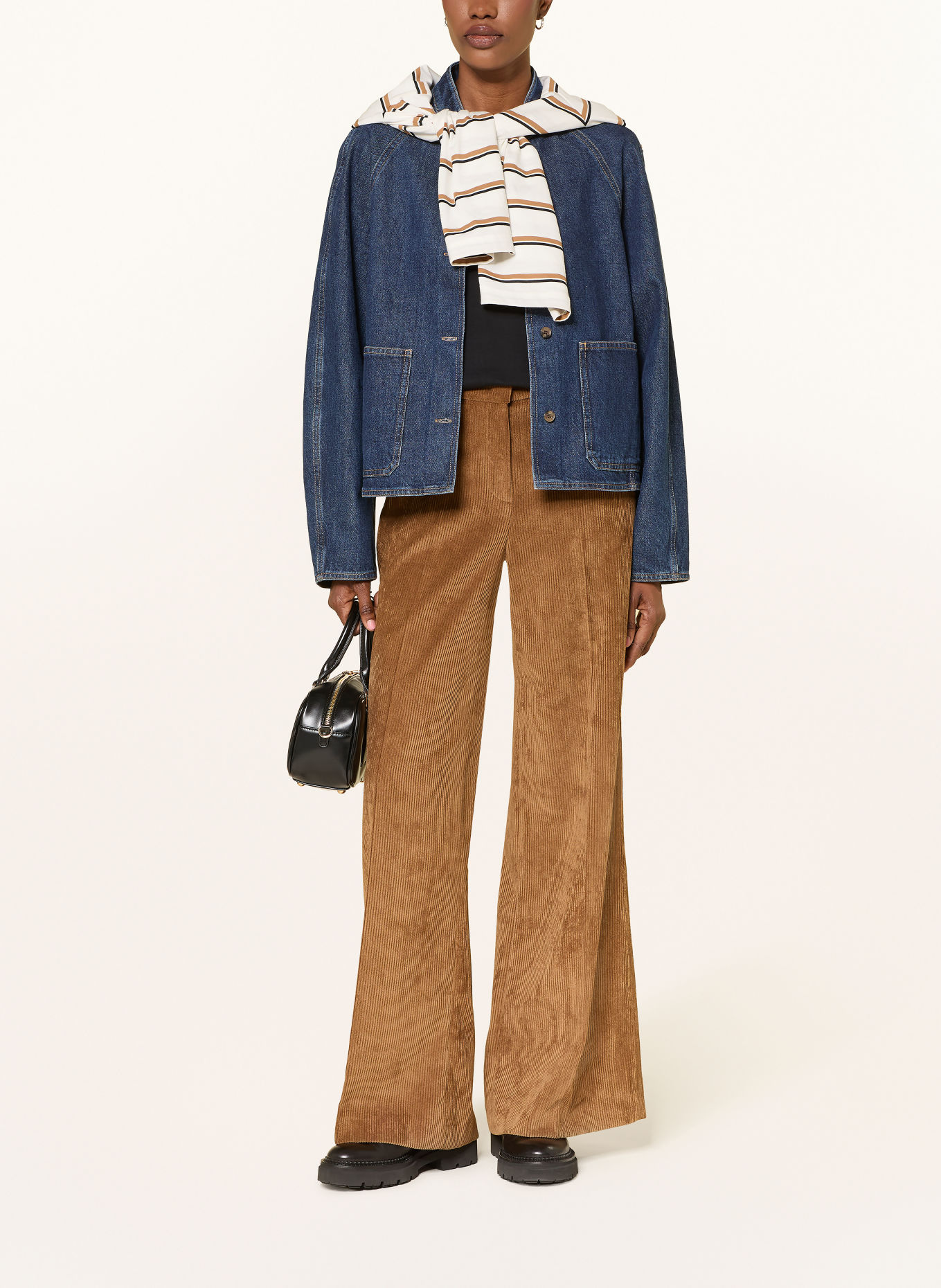 SEDUCTIVE SHILOH corduroy wide-leg trousers: COGNAC