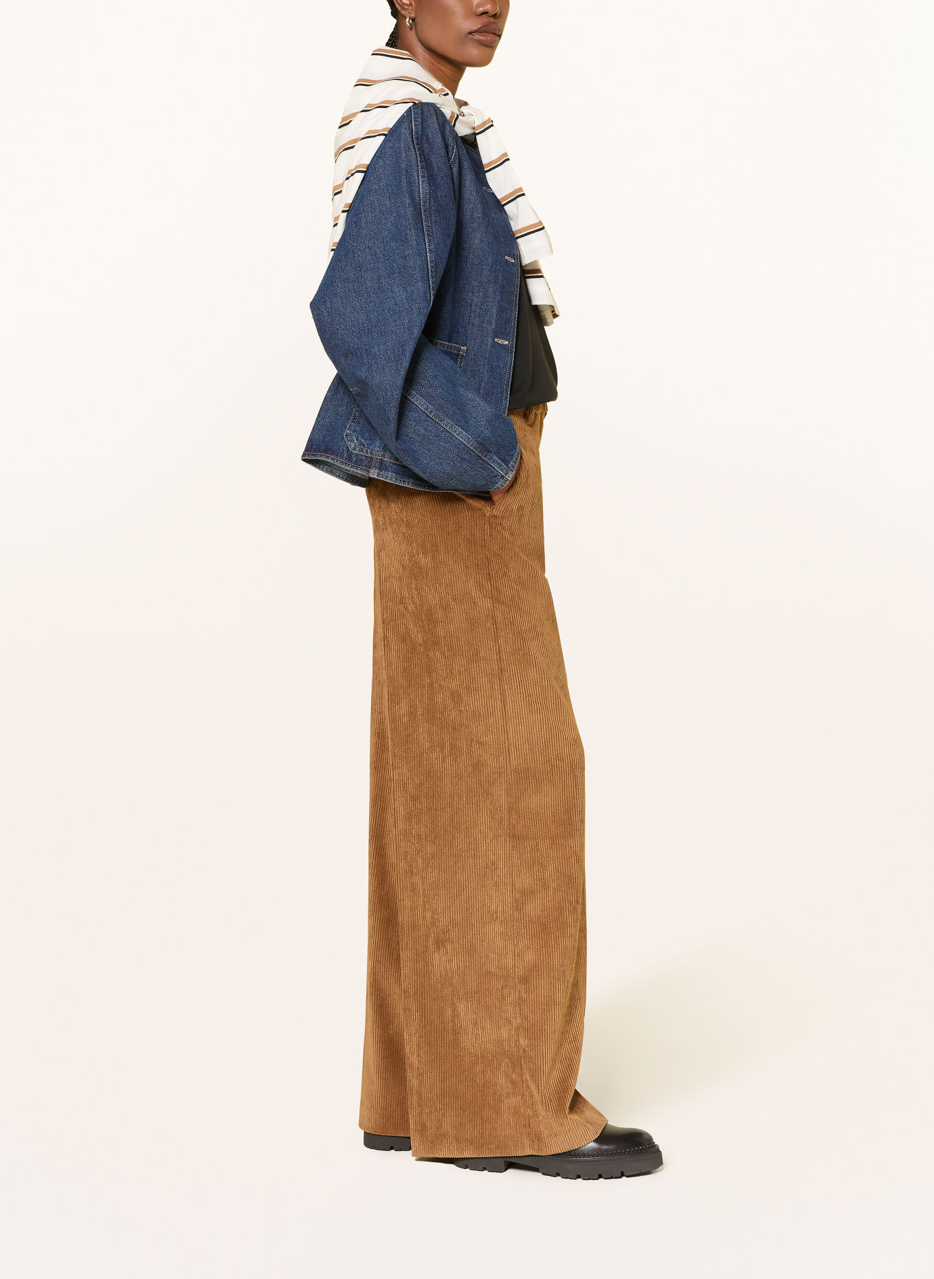 SEDUCTIVE SHILOH corduroy wide-leg trousers: COGNAC