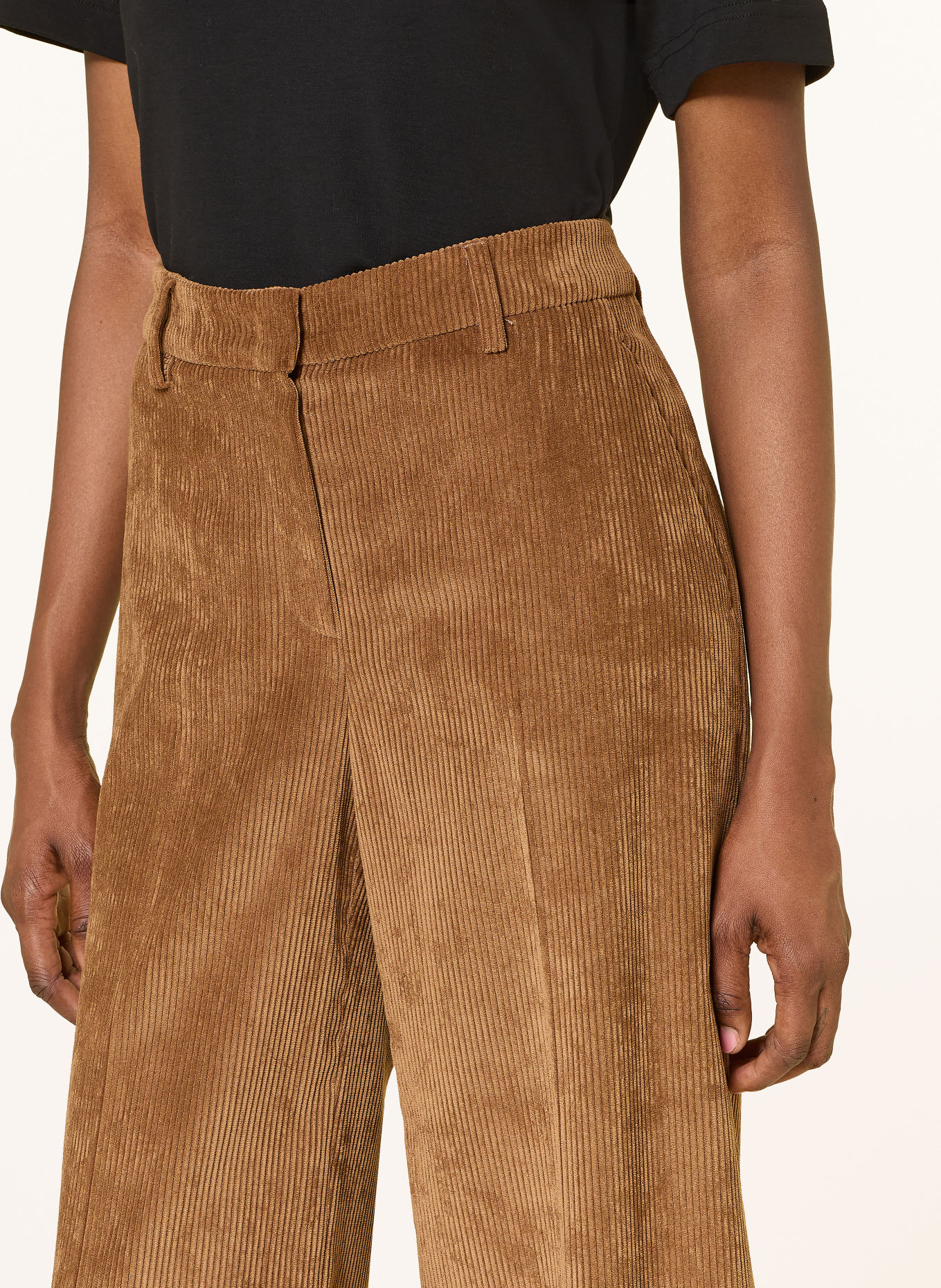 SEDUCTIVE SHILOH corduroy wide-leg trousers: COGNAC