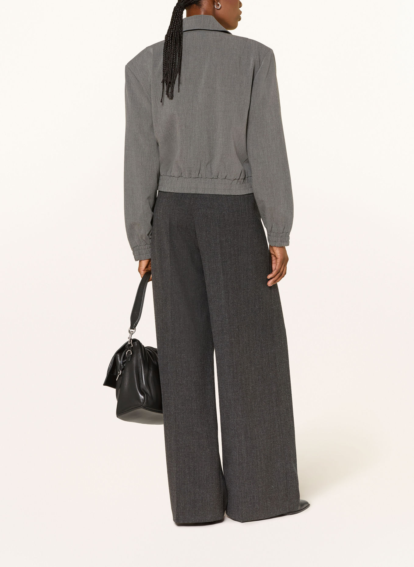 SEDUCTIVE GILLIAN wide-leg trousers with glitter thread: DARK GRAY / GRAY