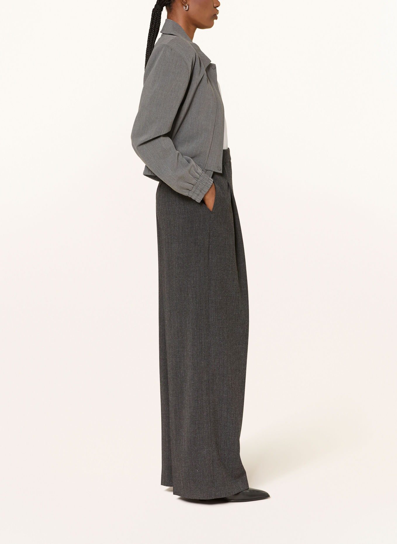 SEDUCTIVE GILLIAN wide-leg trousers with glitter thread: DARK GRAY / GRAY