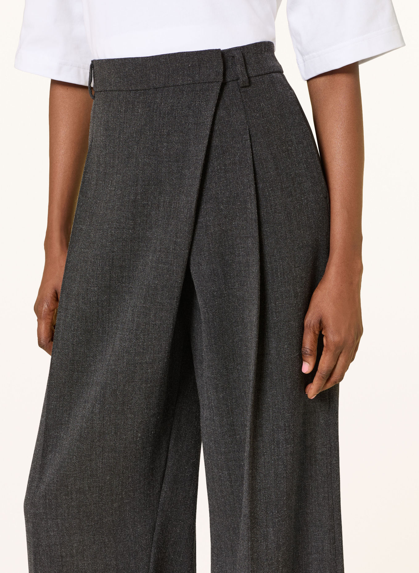 SEDUCTIVE GILLIAN wide-leg trousers with glitter thread: DARK GRAY / GRAY