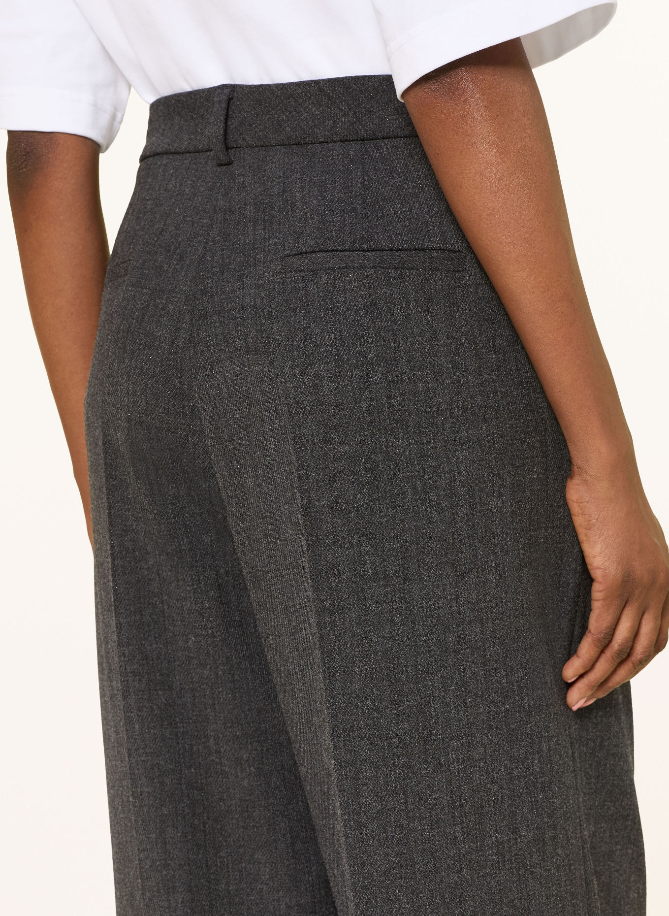 SEDUCTIVE GILLIAN wide-leg trousers with glitter thread: DARK GRAY / GRAY