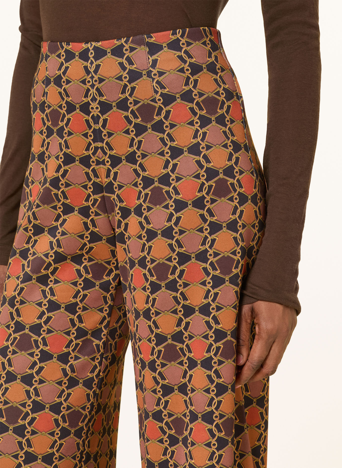 SEDUCTIVE KIMBERLY Jersey Trousers: DARK ORANGE / BROWN / GREEN