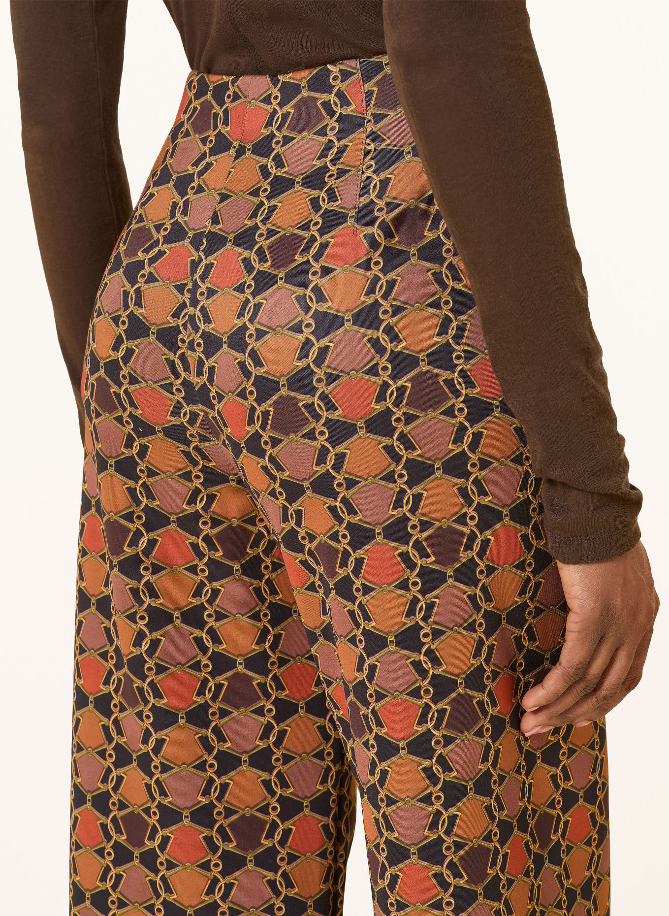 SEDUCTIVE KIMBERLY Jersey Trousers: DARK ORANGE / BROWN / GREEN