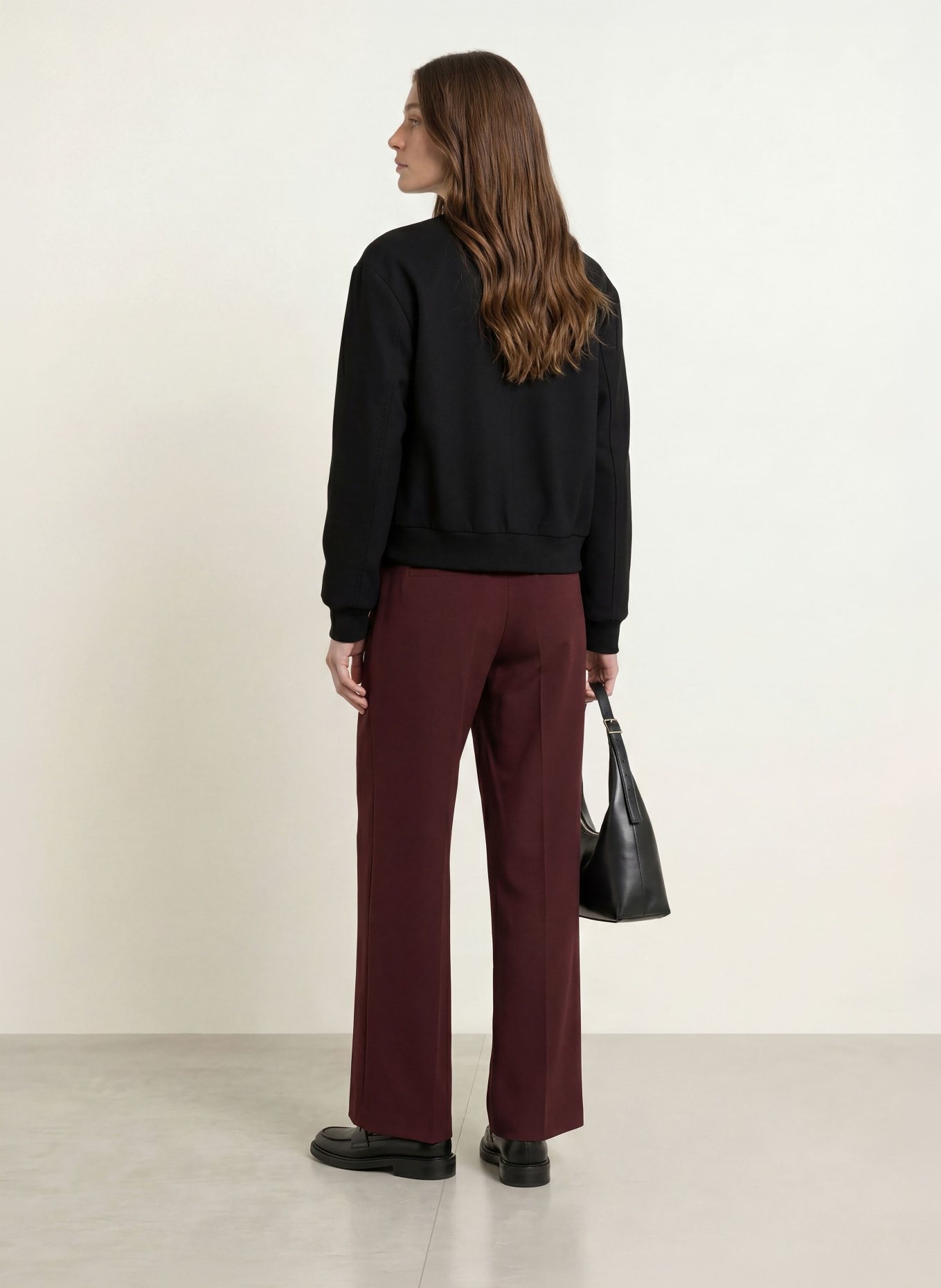 SEDUCTIVE GILLIAN wide-leg trousers: DARK RED