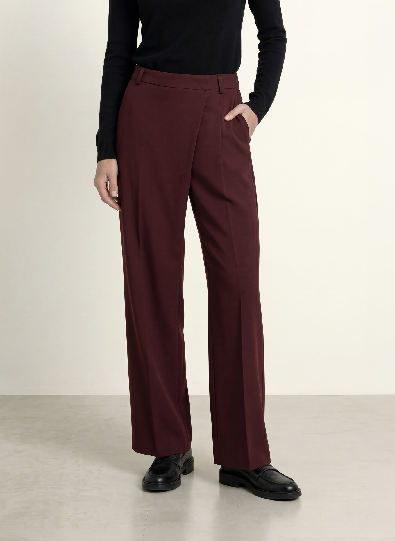 SEDUCTIVE GILLIAN wide-leg trousers: DARK RED