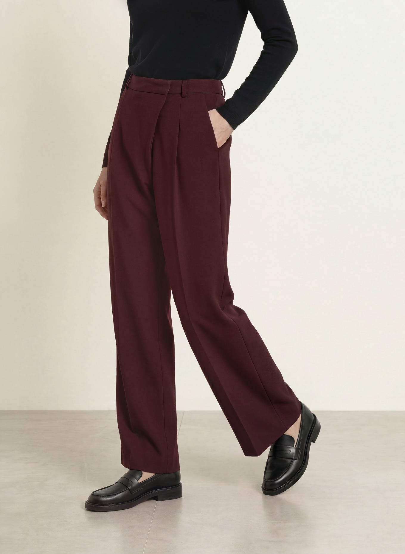 SEDUCTIVE GILLIAN wide-leg trousers: DARK RED