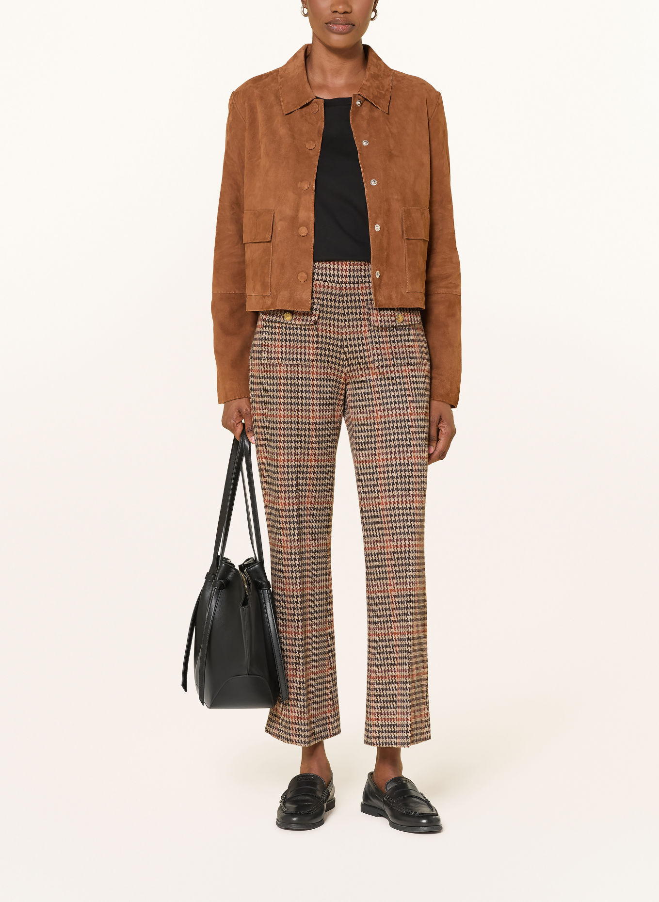 SEDUCTIVE NANETTE 7/8-length trousers: DARK BROWN / BEIGE / DARK ORANGE