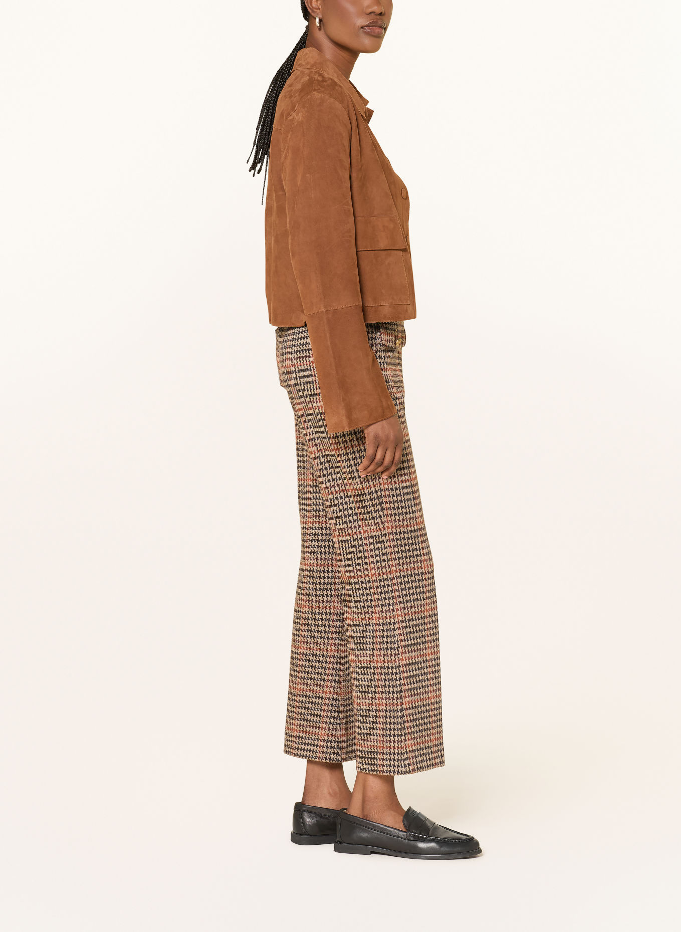 SEDUCTIVE NANETTE 7/8-length trousers: DARK BROWN / BEIGE / DARK ORANGE