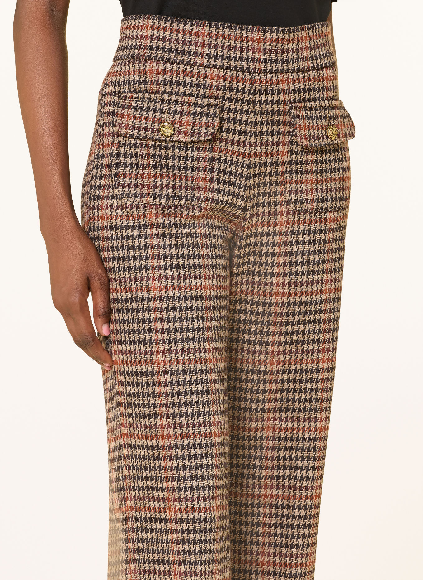 SEDUCTIVE NANETTE 7/8-length trousers: DARK BROWN / BEIGE / DARK ORANGE