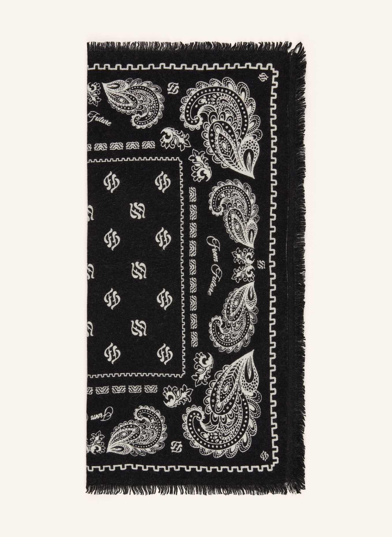 FROM FUTURE Cashmere-Tuch: SCHWARZ / CREME