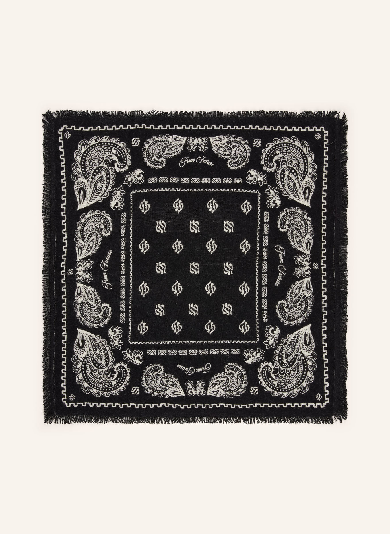 FROM FUTURE Cashmere-Tuch: SCHWARZ / CREME