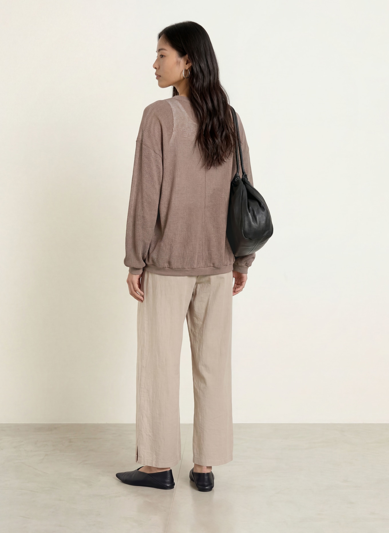 10DAYS Marlenehose mit Leinen: BEIGE