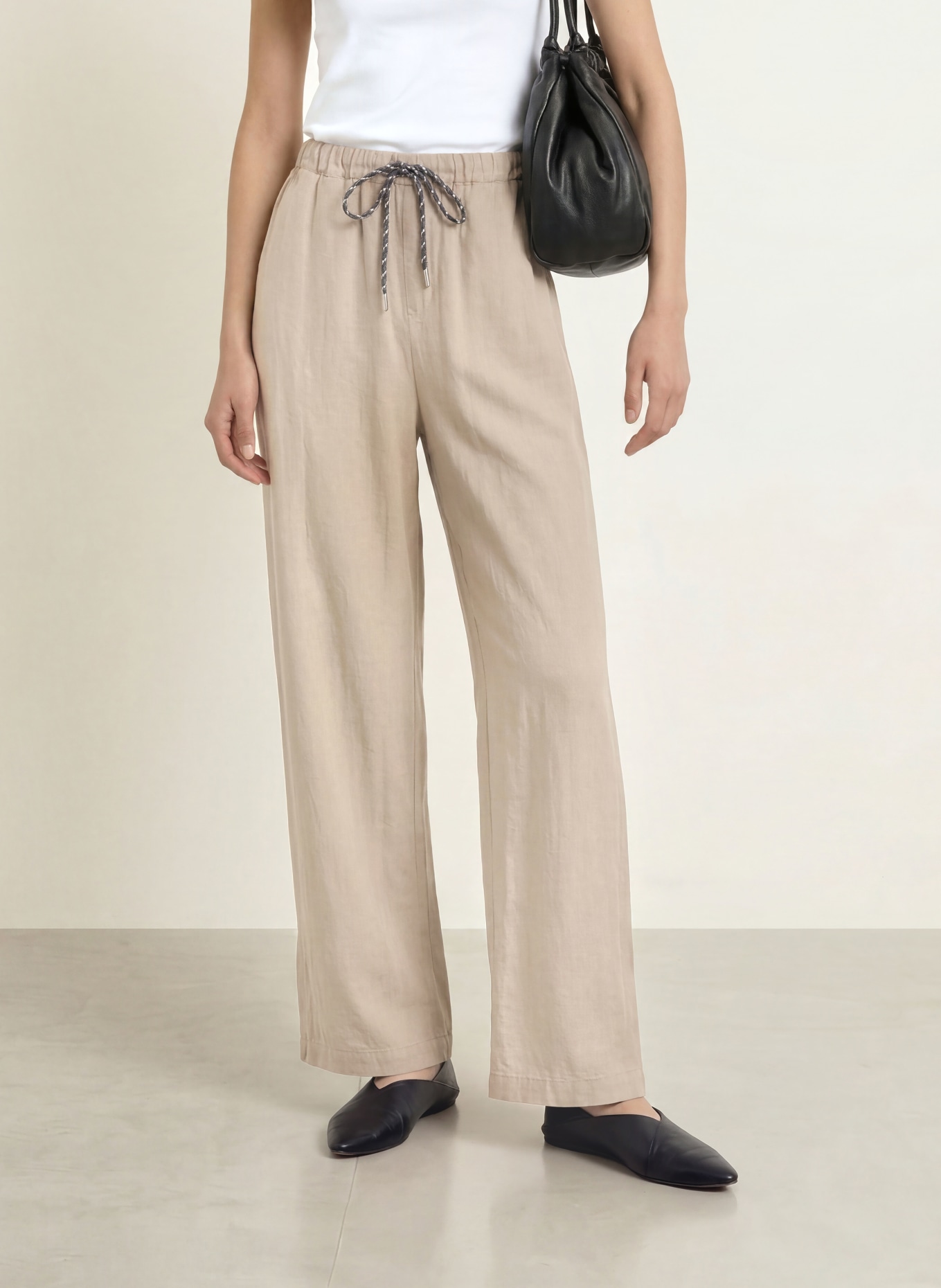 10DAYS Marlenehose mit Leinen: BEIGE