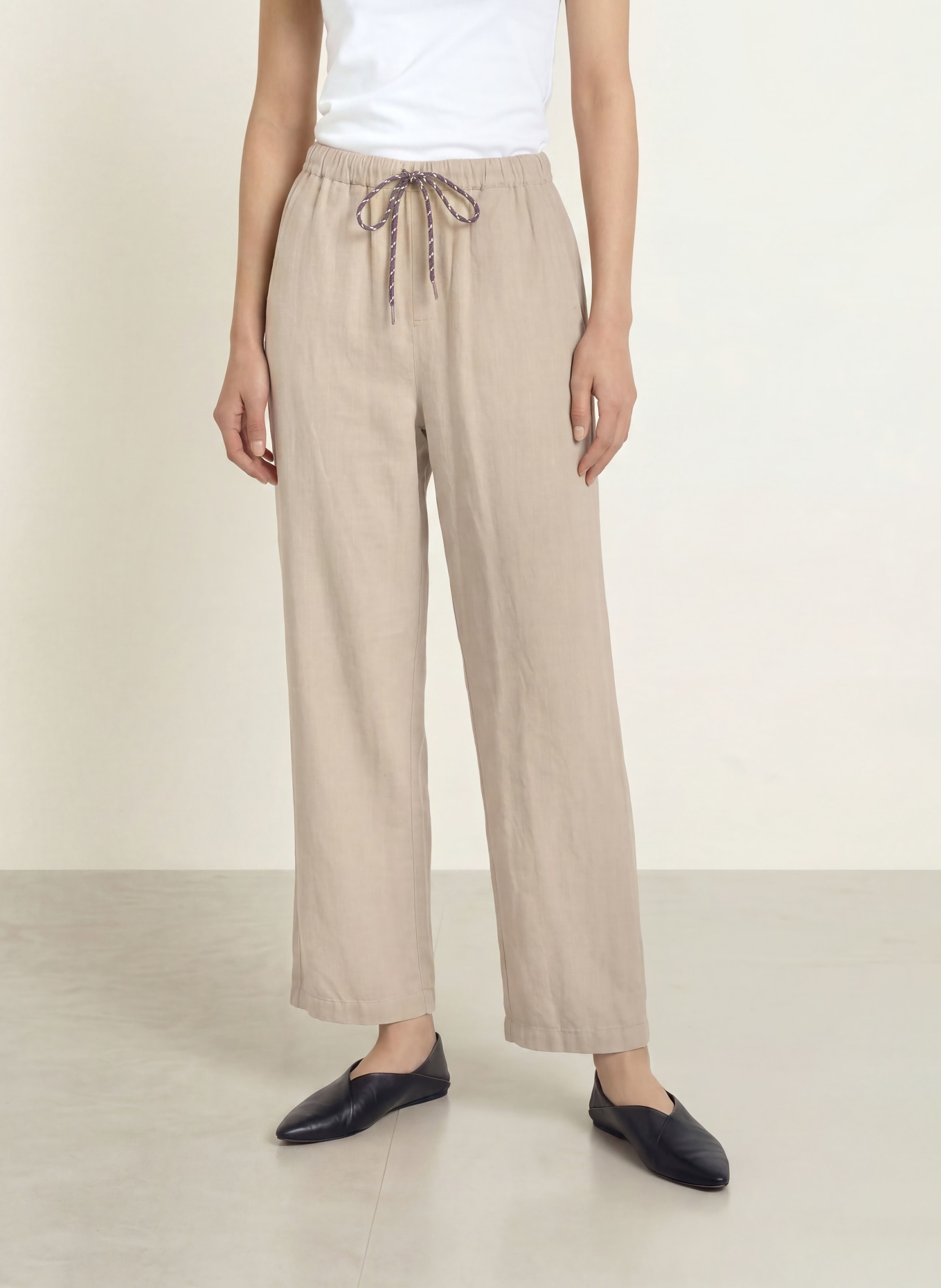 10DAYS Marlenehose mit Leinen: BEIGE