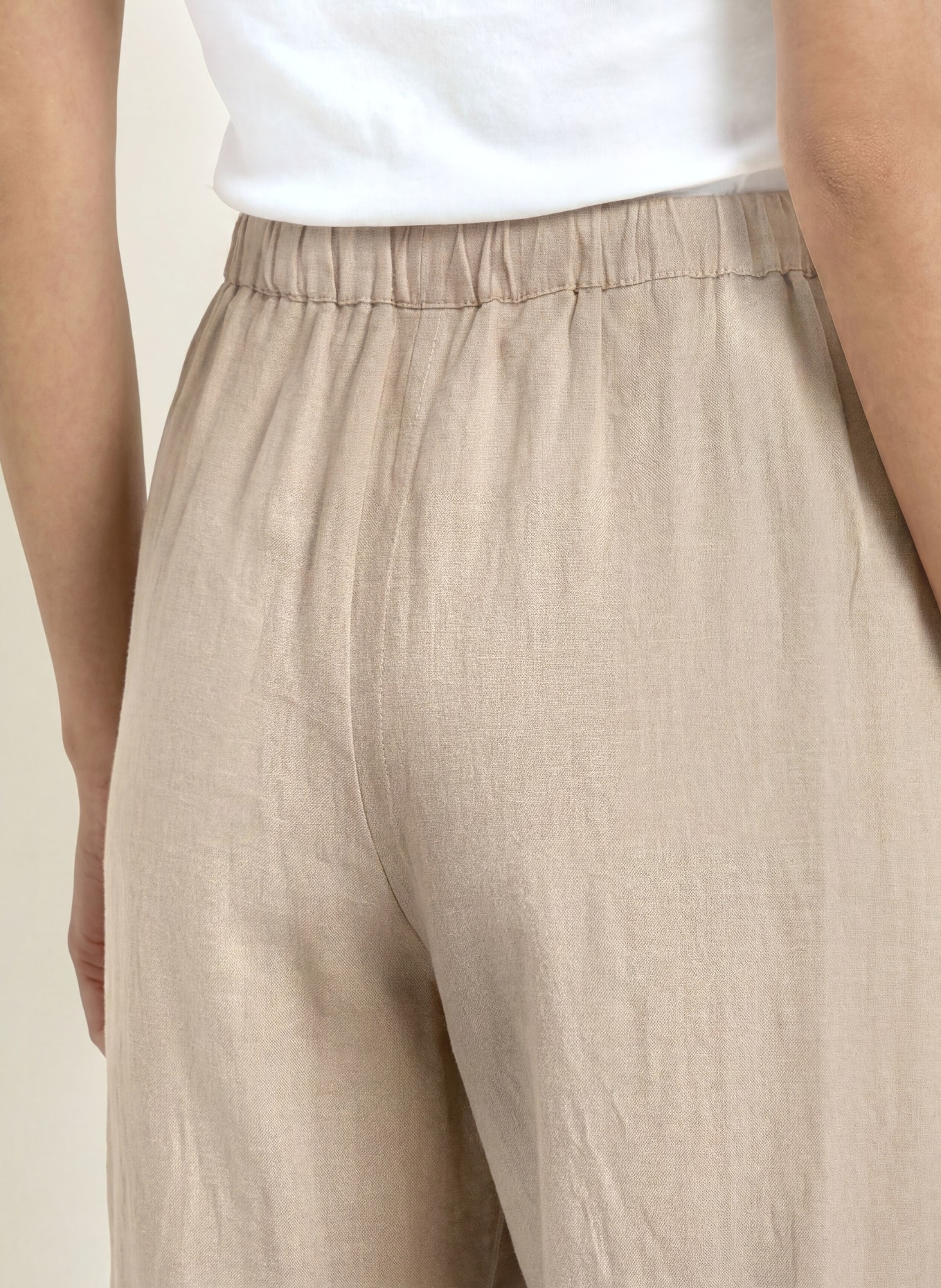 10DAYS Marlenehose mit Leinen: BEIGE