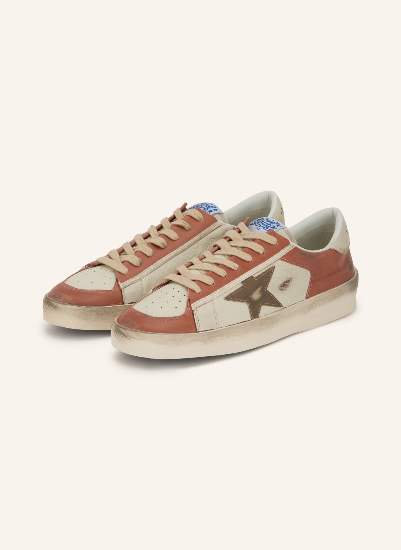 GOLDEN GOOSE Sneakers STARDAN: CRÈME / PLATINA / DONKERORANJE