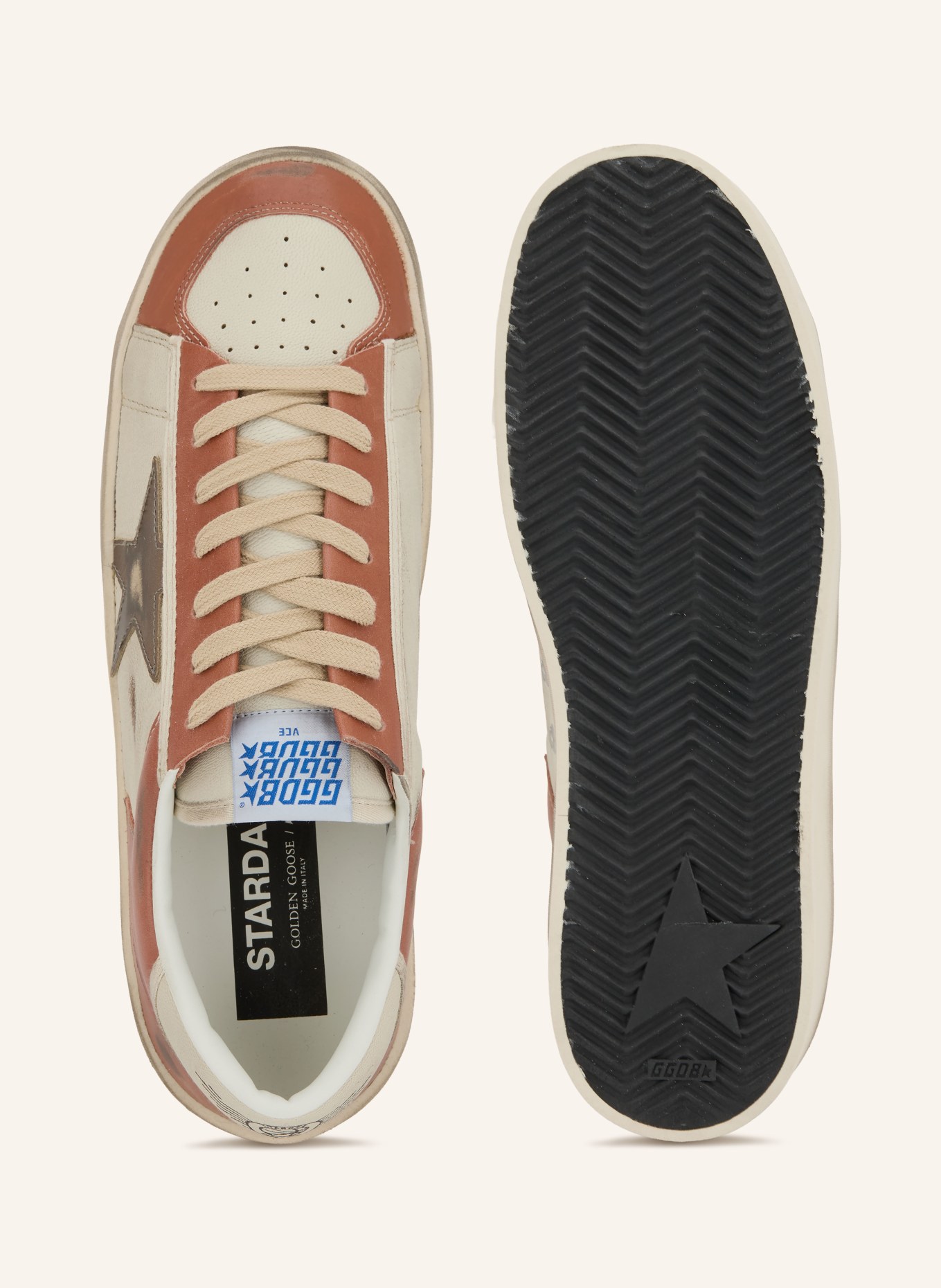 GOLDEN GOOSE Sneakers STARDAN: CRÈME / PLATINA / DONKERORANJE