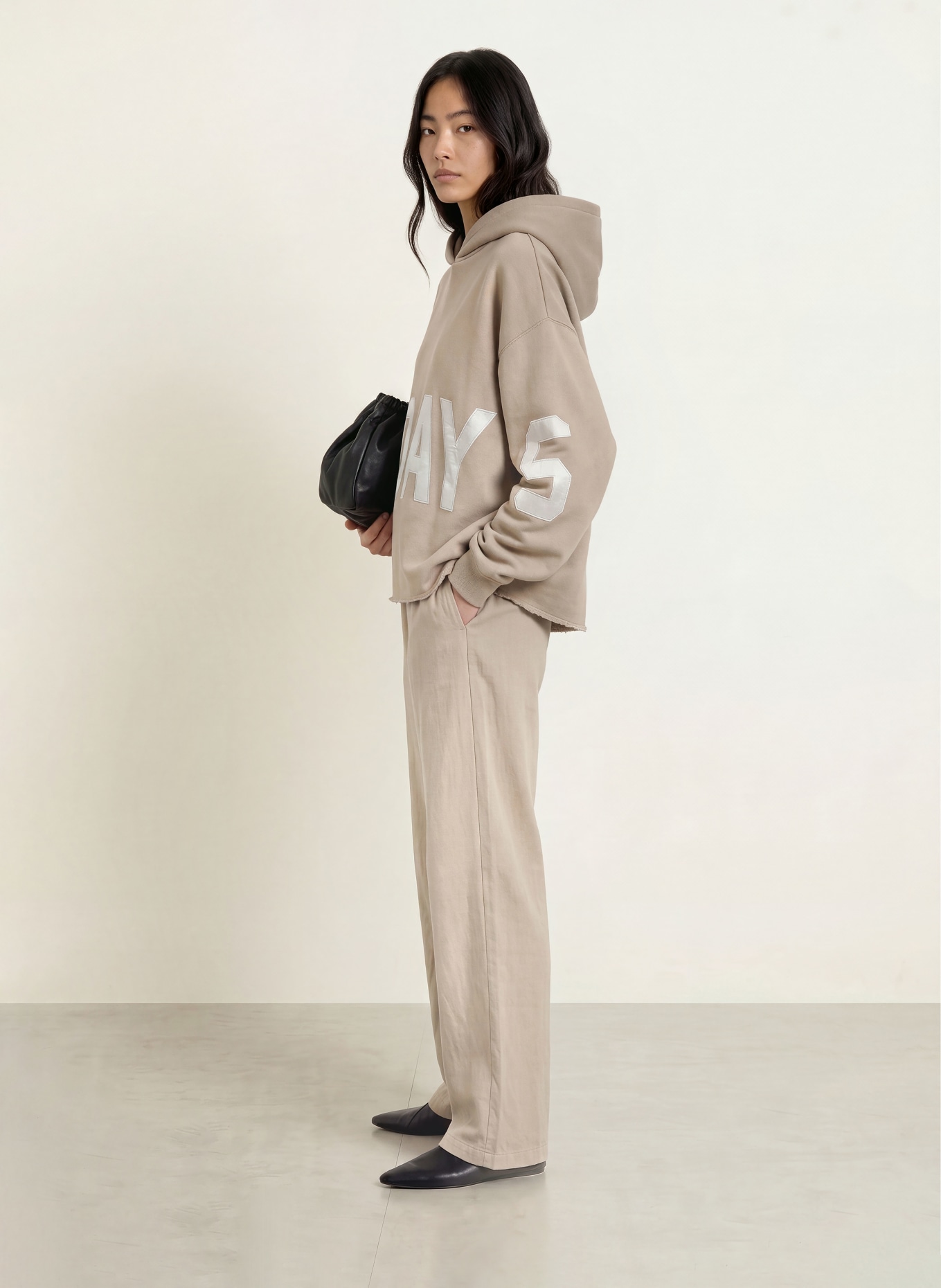 10DAYS Oversized hoodie: BEIGE / LIGHT GRAY