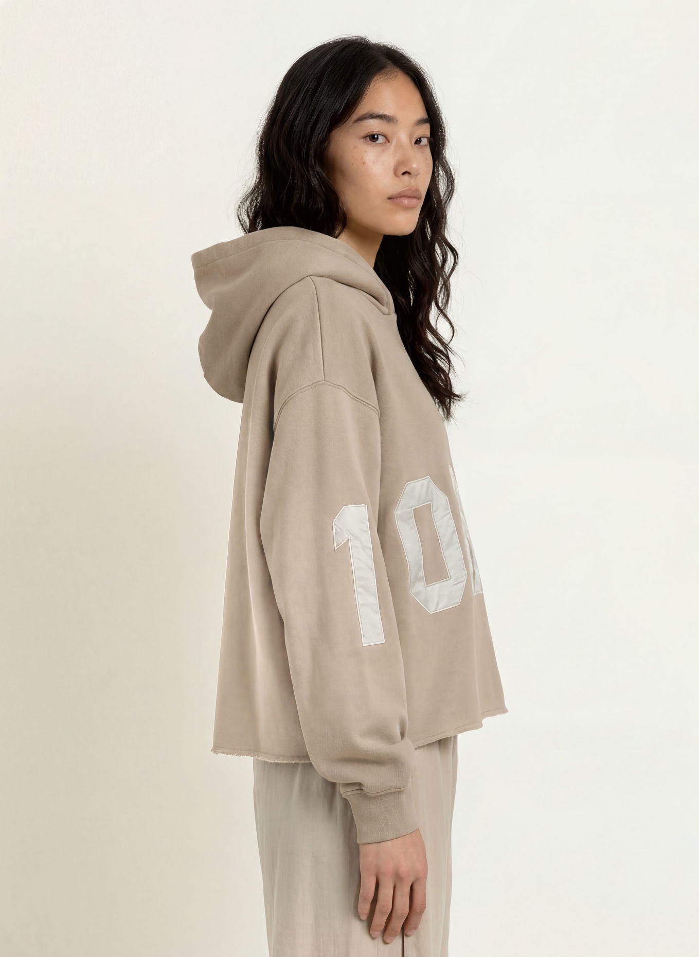 10DAYS Oversized hoodie: BEIGE / LIGHT GRAY