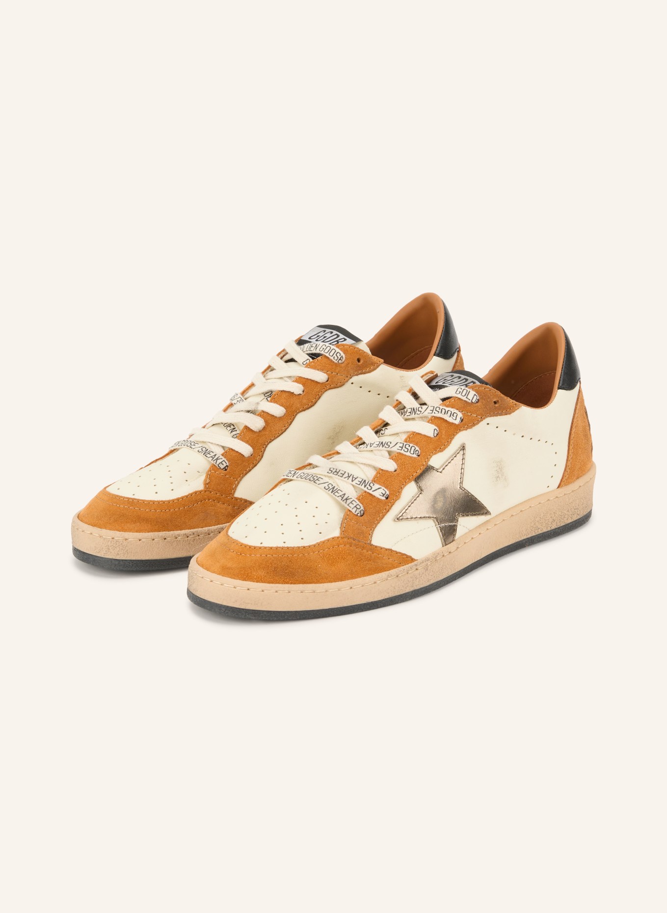 GOLDEN GOOSE Sneakers BALLSTAR: BEIGE / LICHTBRUIN / DONKERORANJE