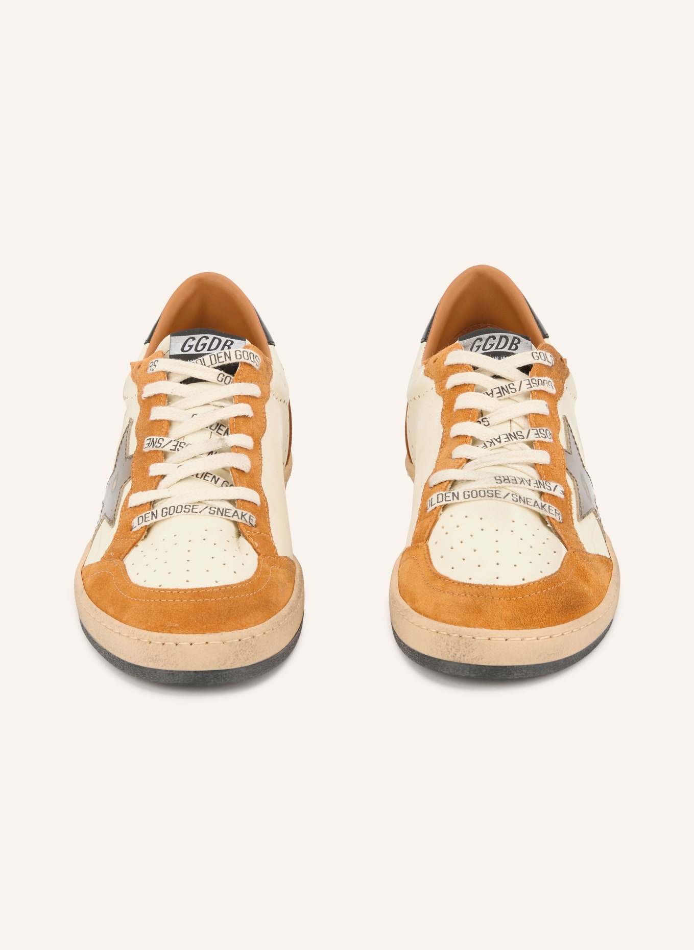 GOLDEN GOOSE Sneakers BALLSTAR: BEIGE / LICHTBRUIN / DONKERORANJE