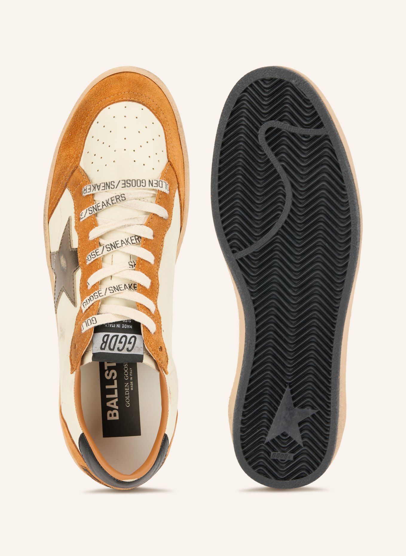 GOLDEN GOOSE Sneakers BALLSTAR: BEIGE / LICHTBRUIN / DONKERORANJE