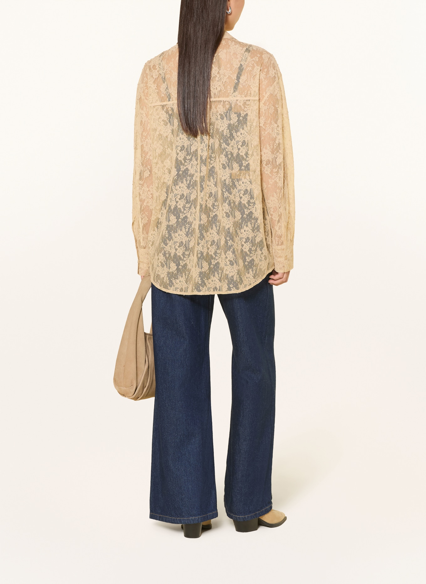 SOFIE SCHNOOR SYLVINESW-overhemdblouse van kant: BEIGE