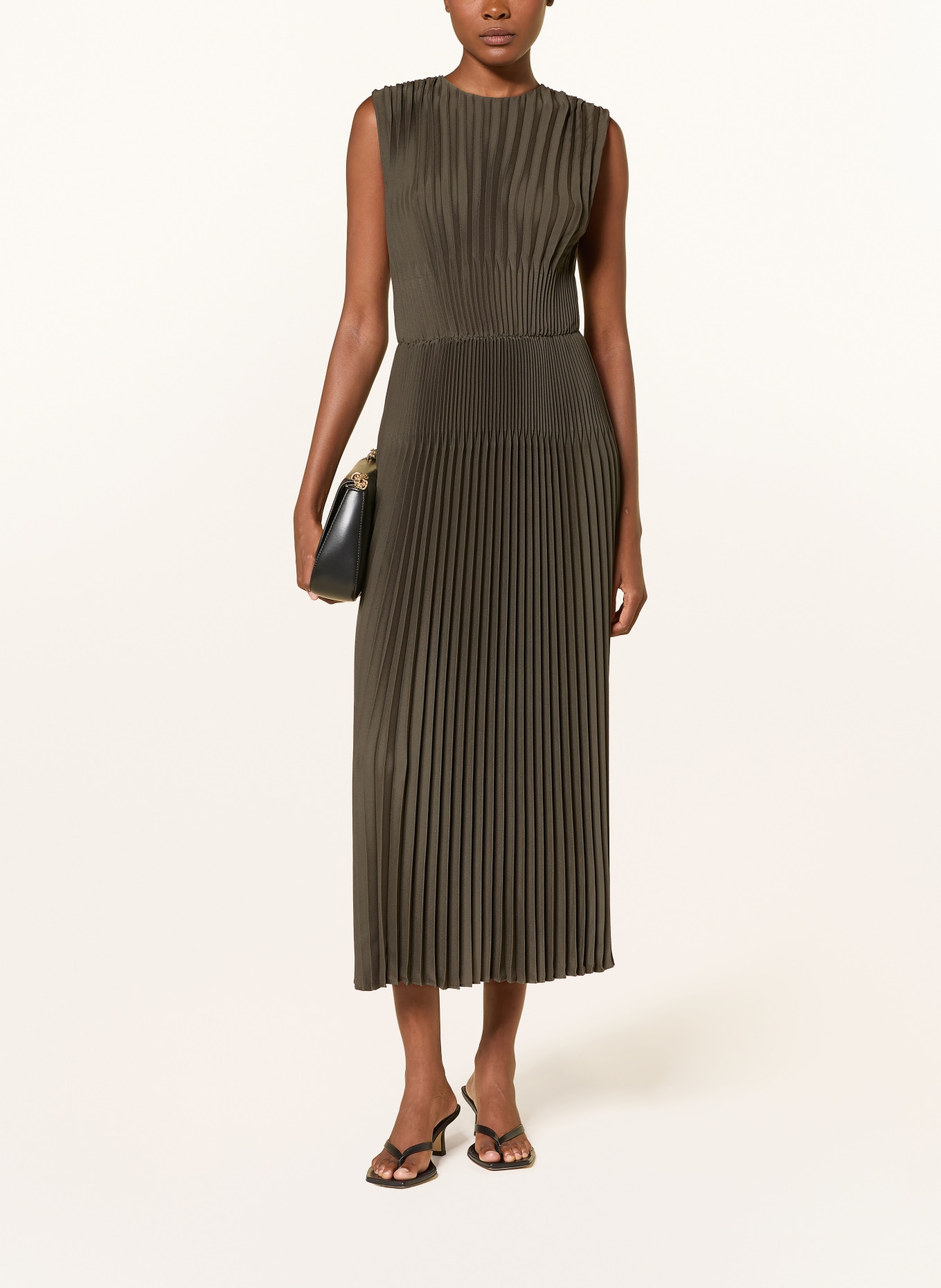 VINCE Pleated dress: KHAKI