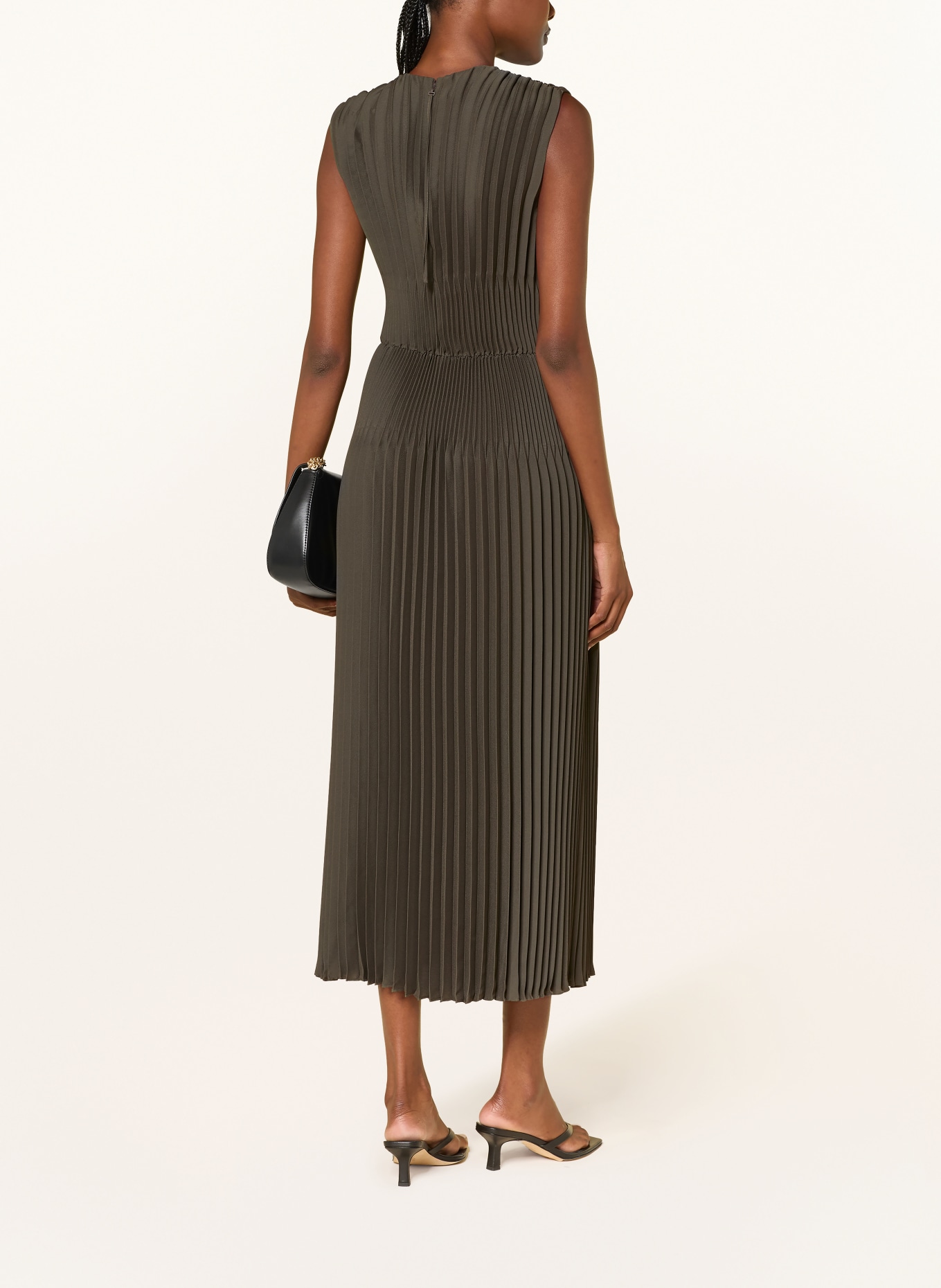 VINCE Pleated dress: KHAKI