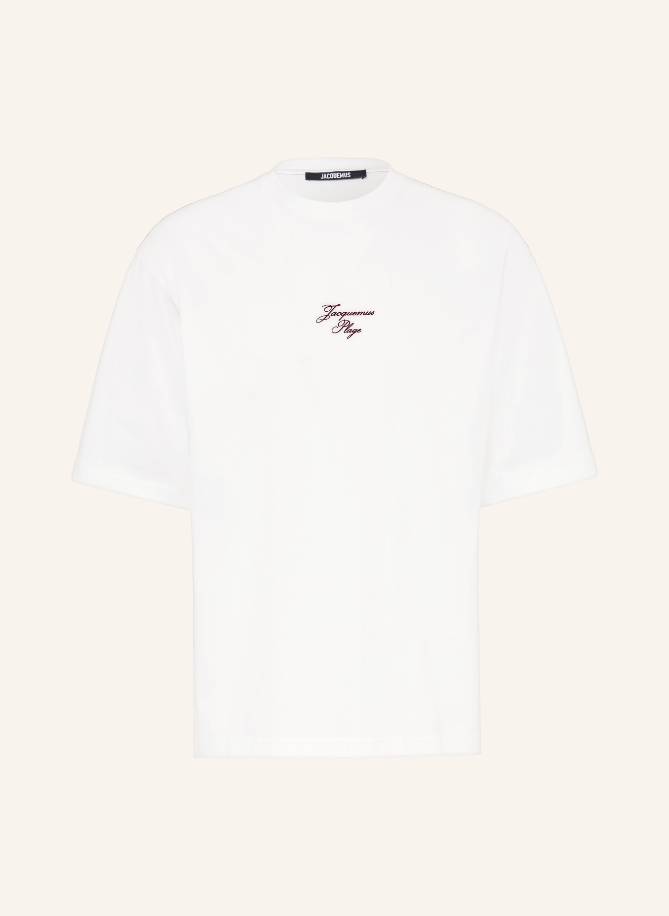 JACQUEMUS Koszulka oversize LE T-shirt BATEAU: BIAŁY / CIEMNOCZERWONY