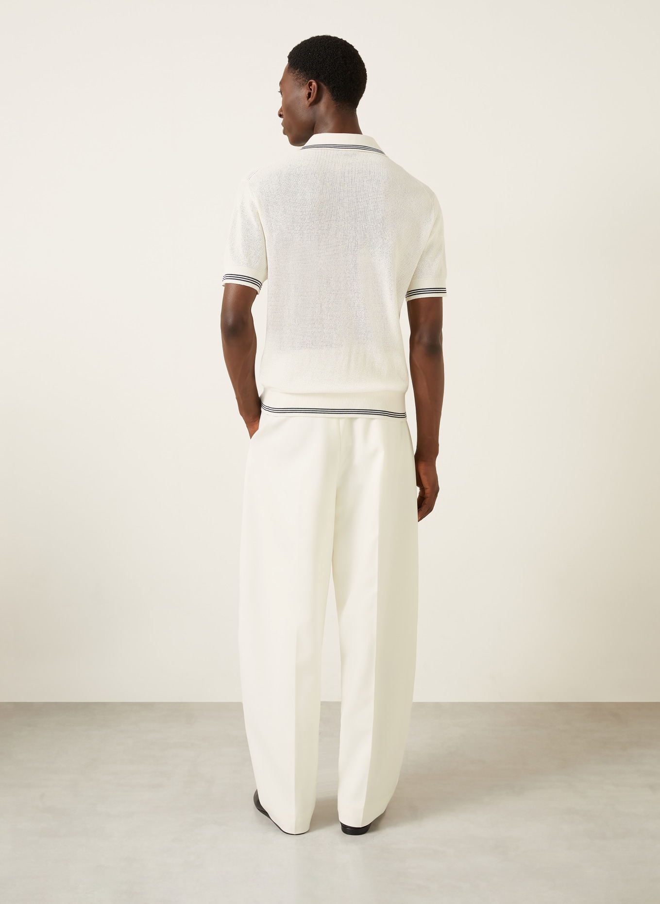 JACQUEMUS Pletená polokošile LE POLO VOILIER s hedvábím: BÍLÁ