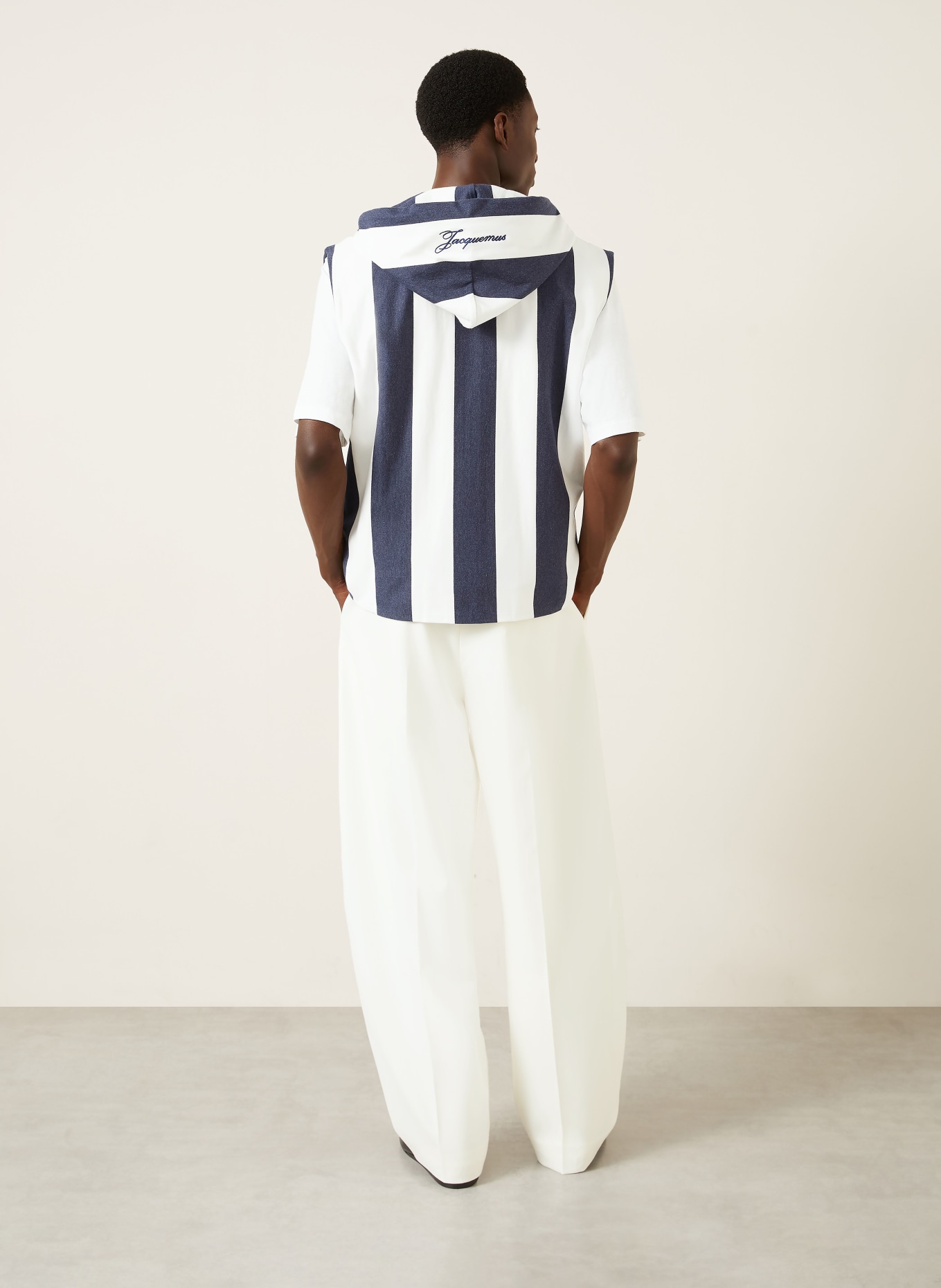 JACQUEMUS Kamizelka dresowa LE GILET MARINIERE: GRANATOWY / BIAŁY