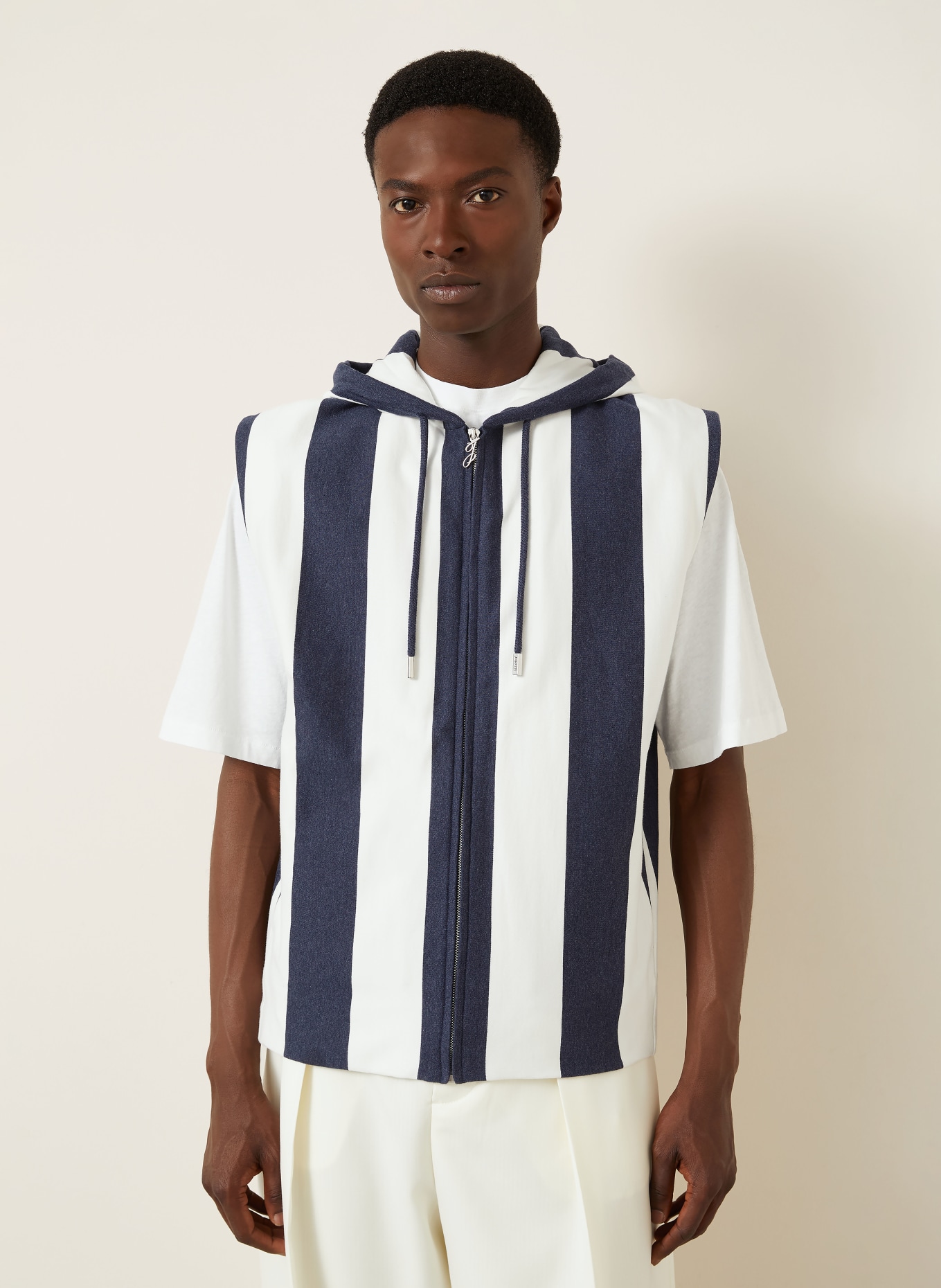 JACQUEMUS Kamizelka dresowa LE GILET MARINIERE: GRANATOWY / BIAŁY